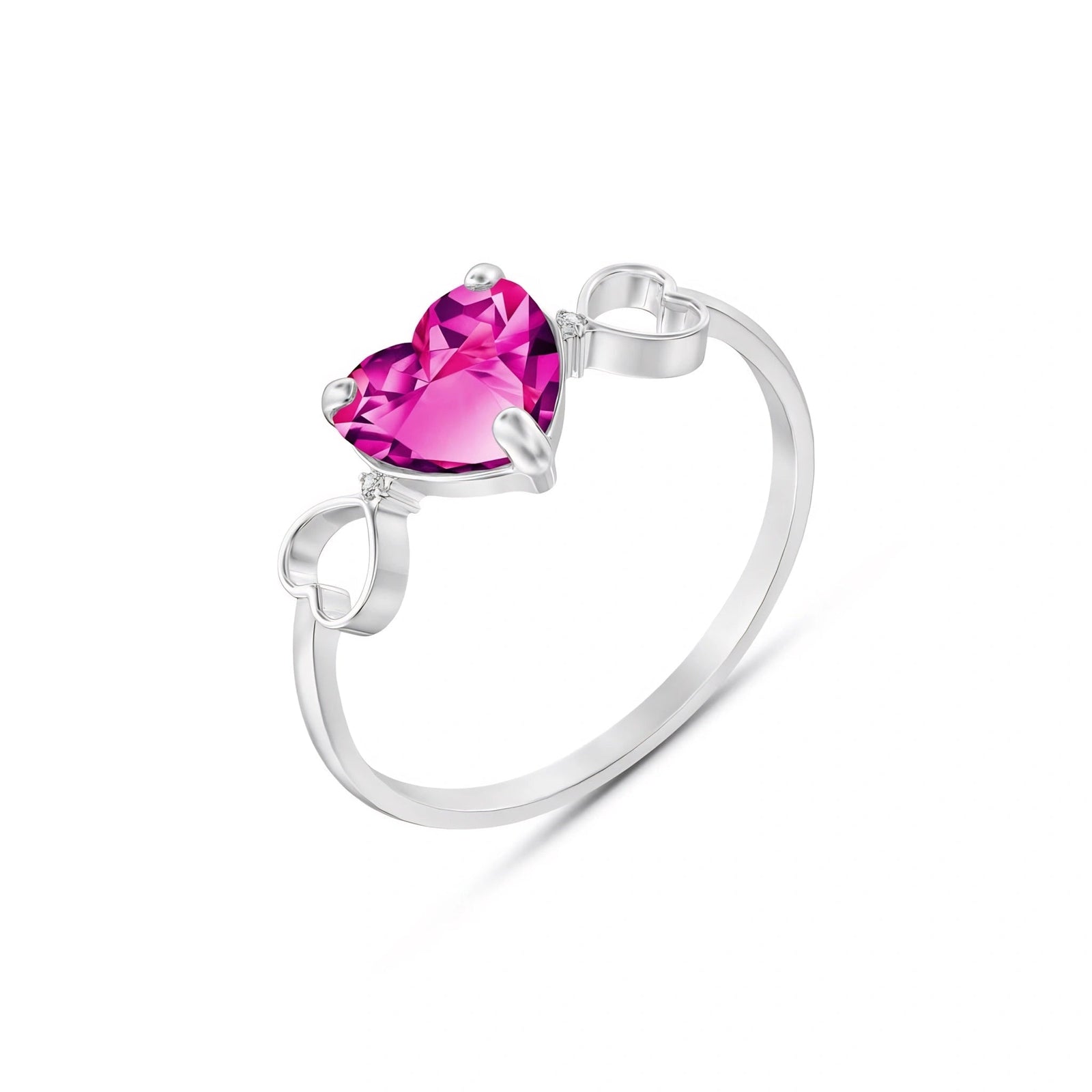White Gold Rose Ring Pink Topaz 10K — Mirella