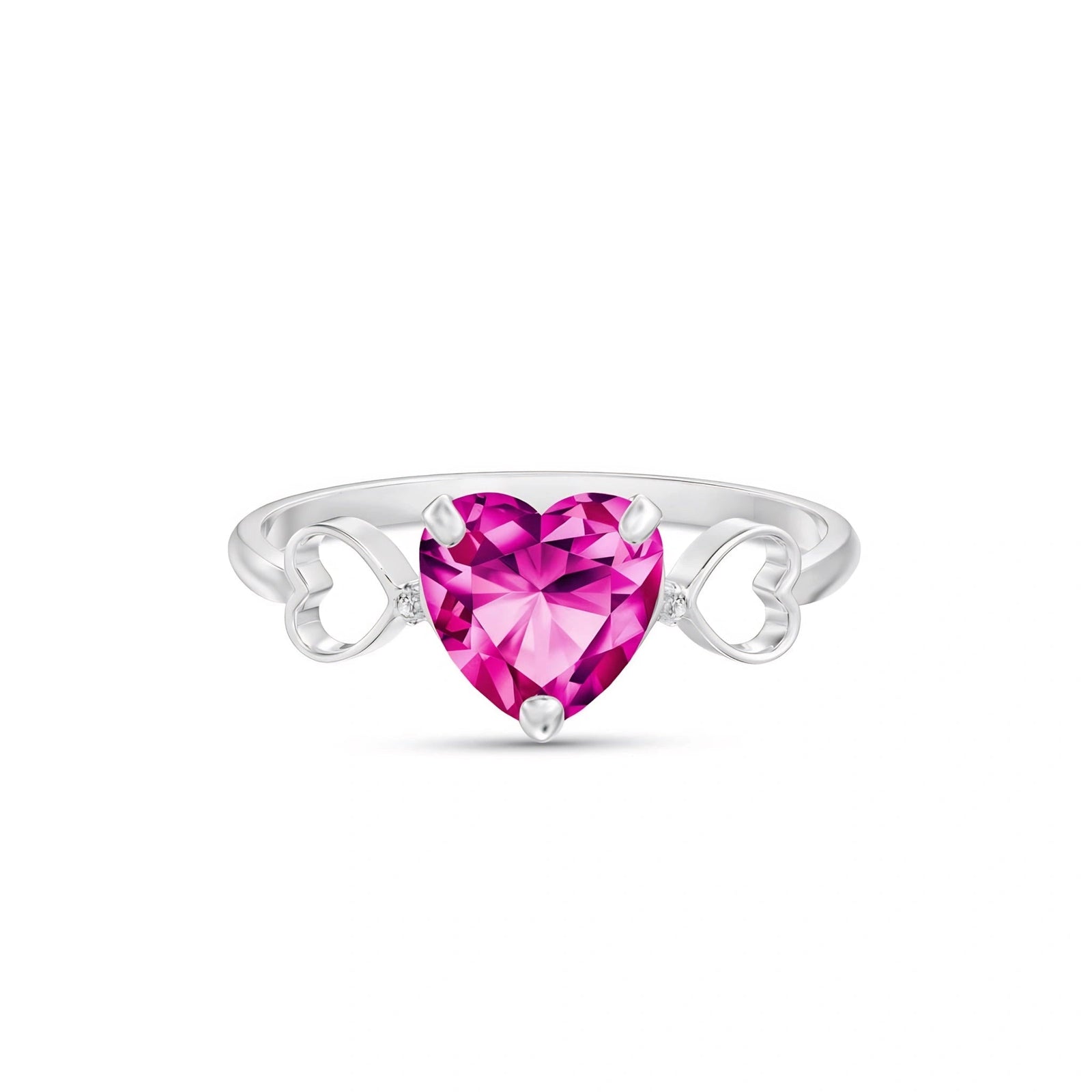 White Gold Rose Ring Pink Topaz 10K — Mirella