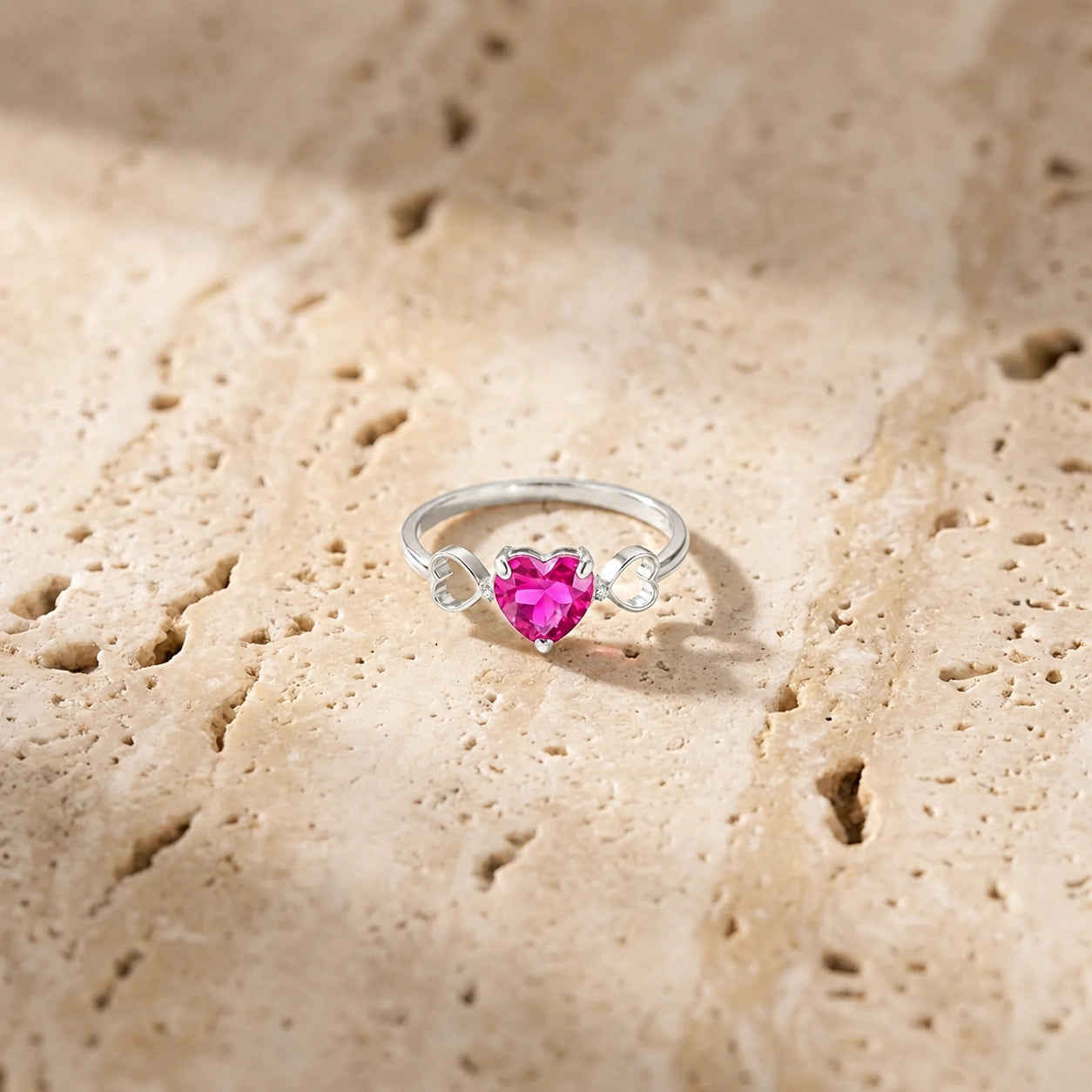 White Gold Rose Ring Pink Topaz 10K — Mirella