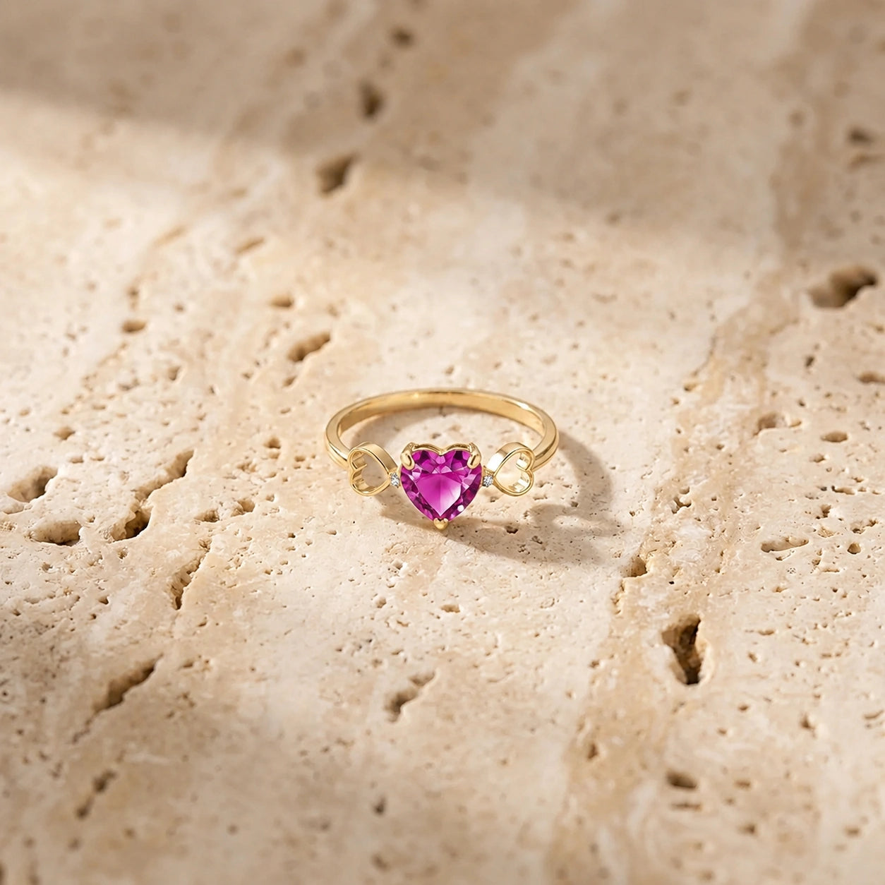 Yellow Gold Rose Ring Pink Topaz 10K — Mirella