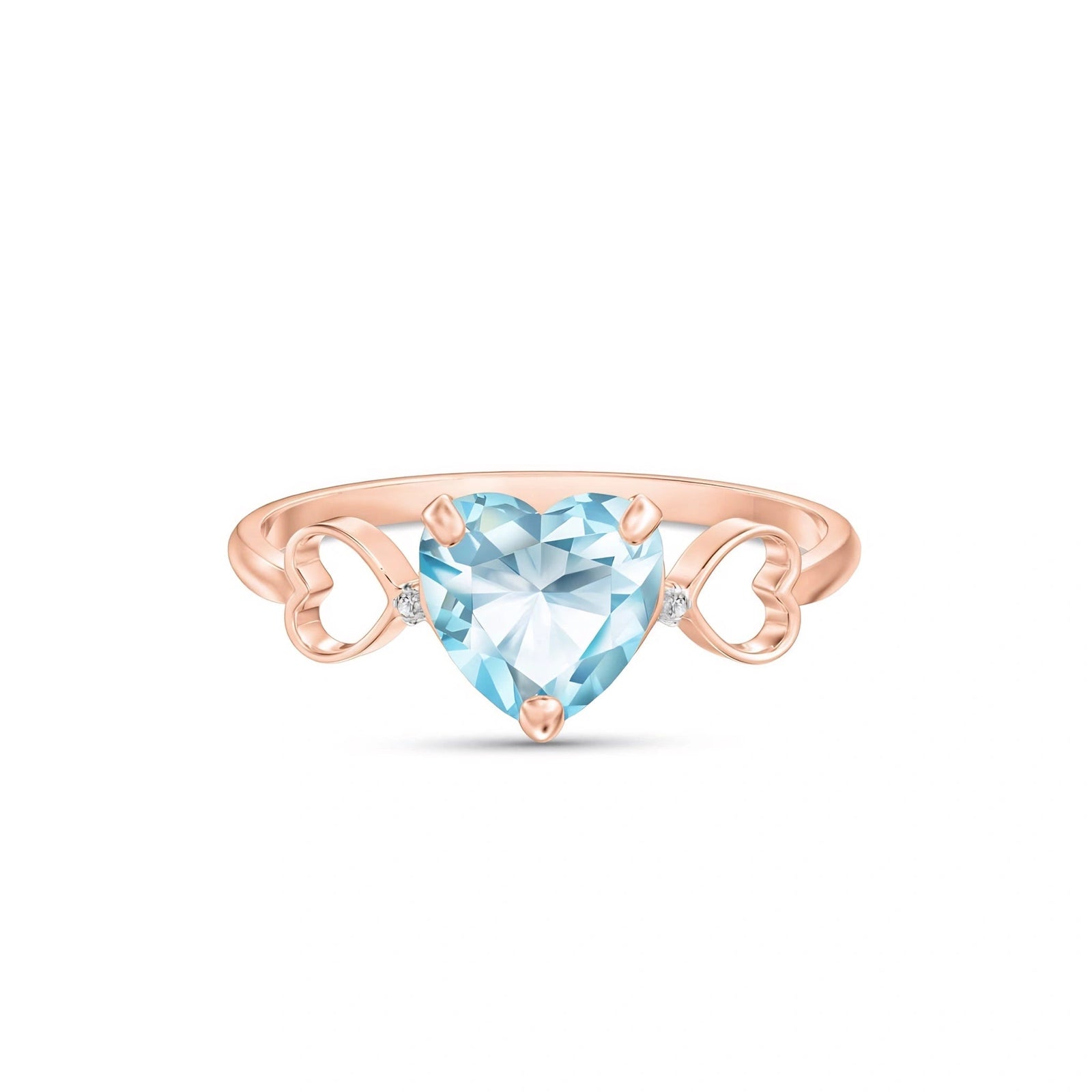 Rose Gold Rose Ring Aquamarine 10K — Mirella