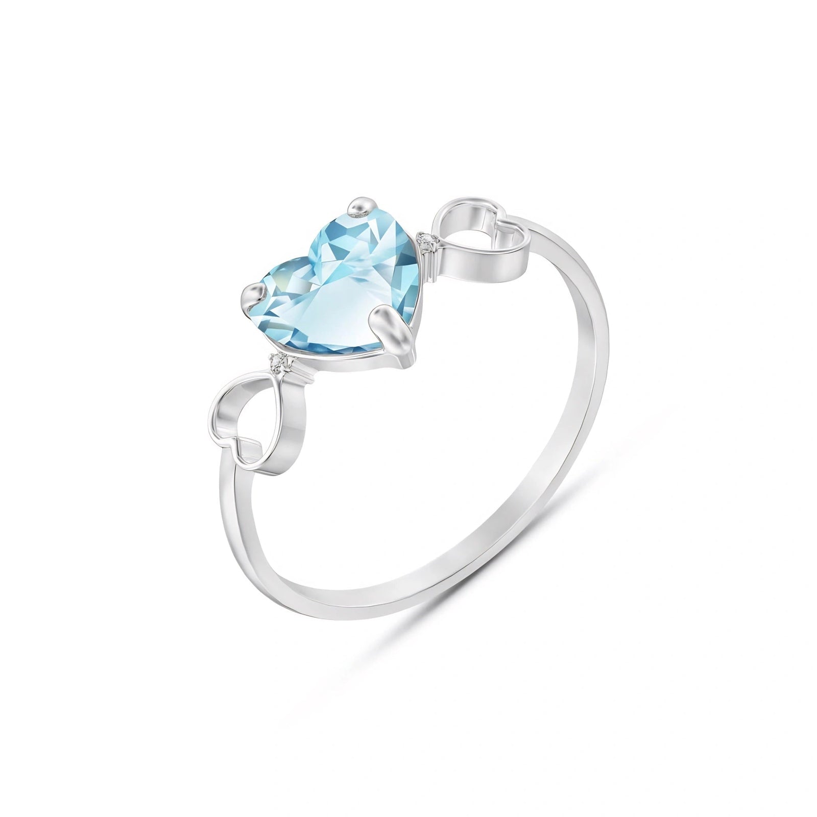 White Gold Rose Ring Aquamarine 10K — Mirella