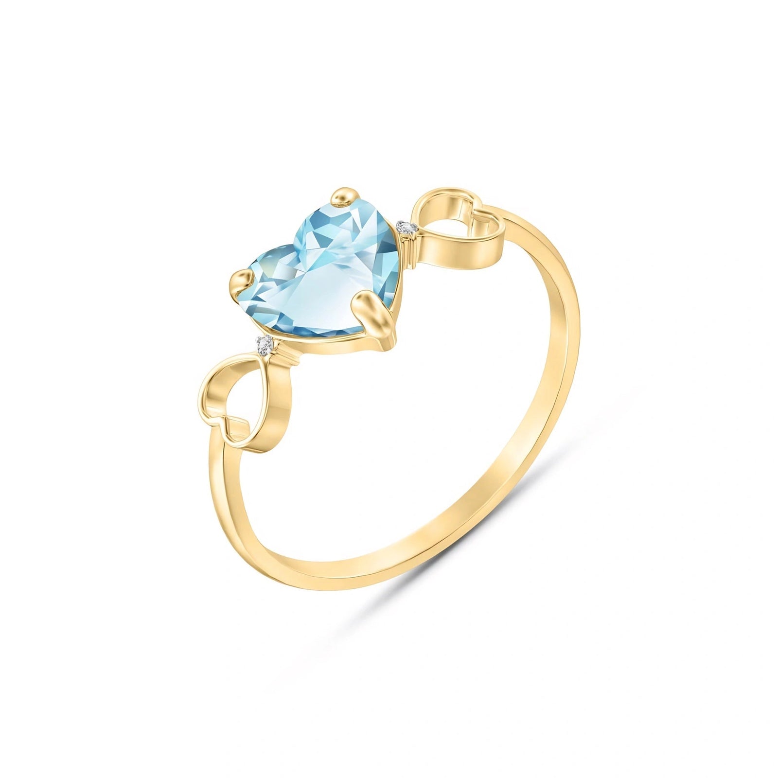 Yellow Gold Rose Ring Aquamarine 10K — Mirella