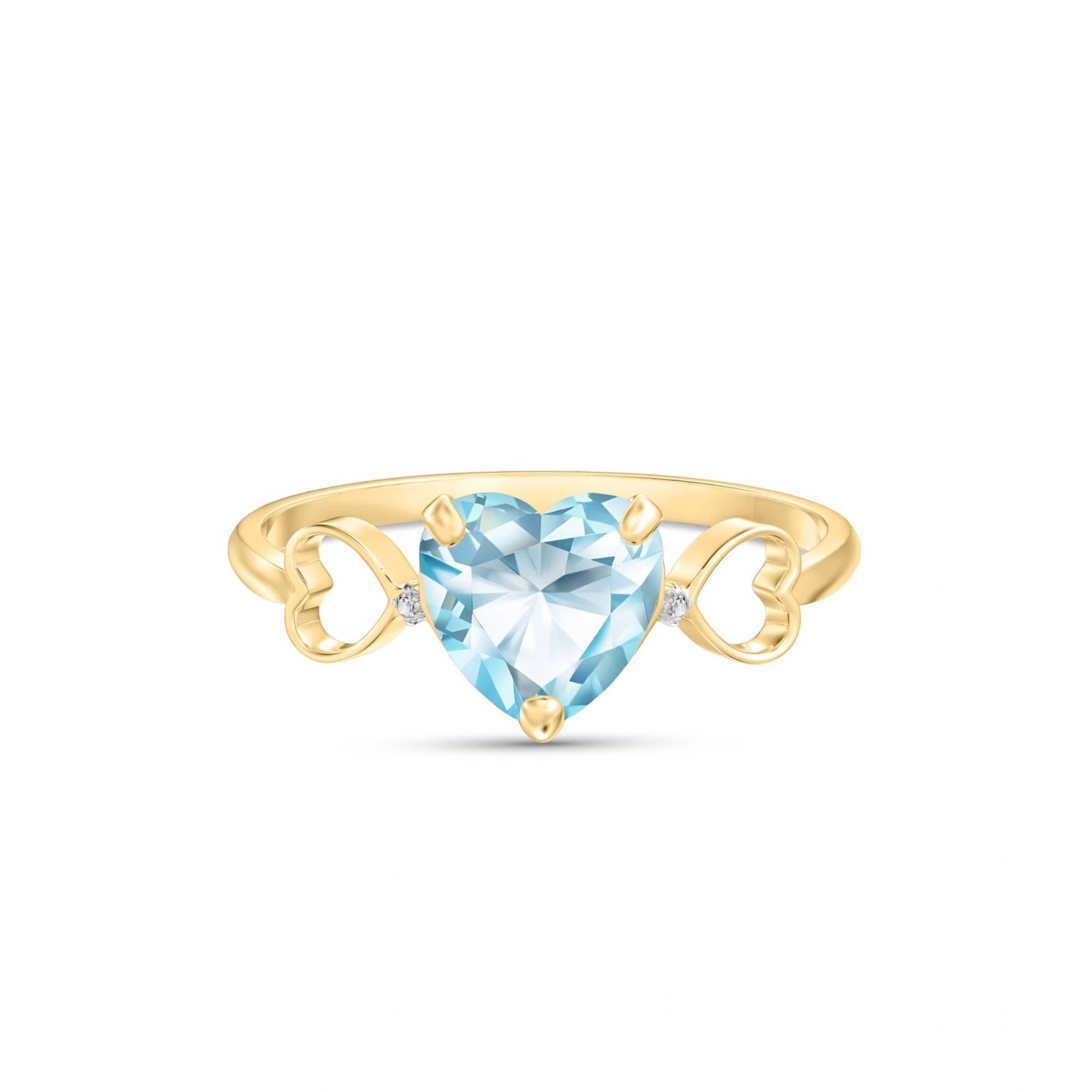 Yellow Gold Rose Ring Aquamarine 10K — Mirella