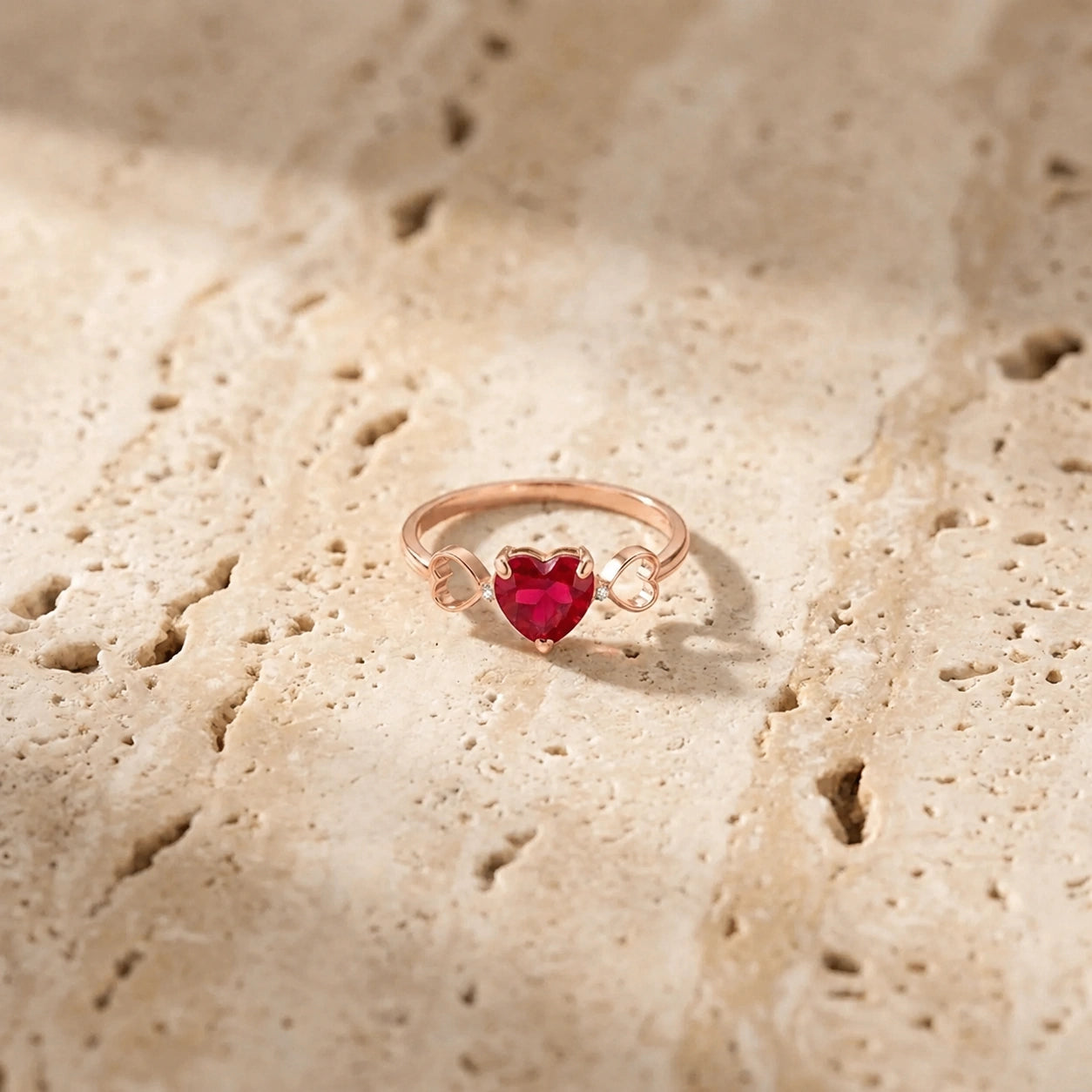 Rose Gold Rose Ring Ruby 10K — Mirella