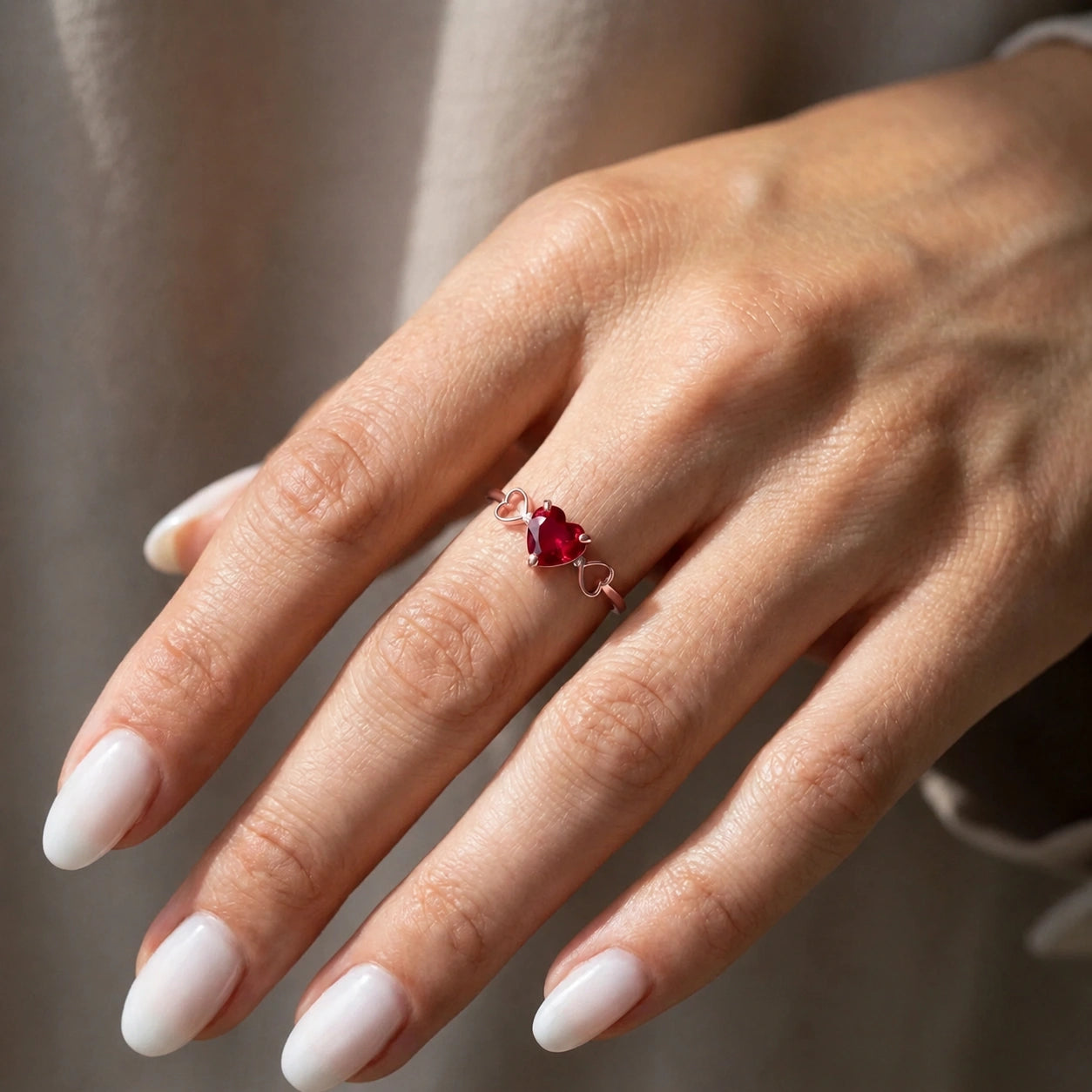 Rose Gold Rose Ring Ruby 10K — Mirella