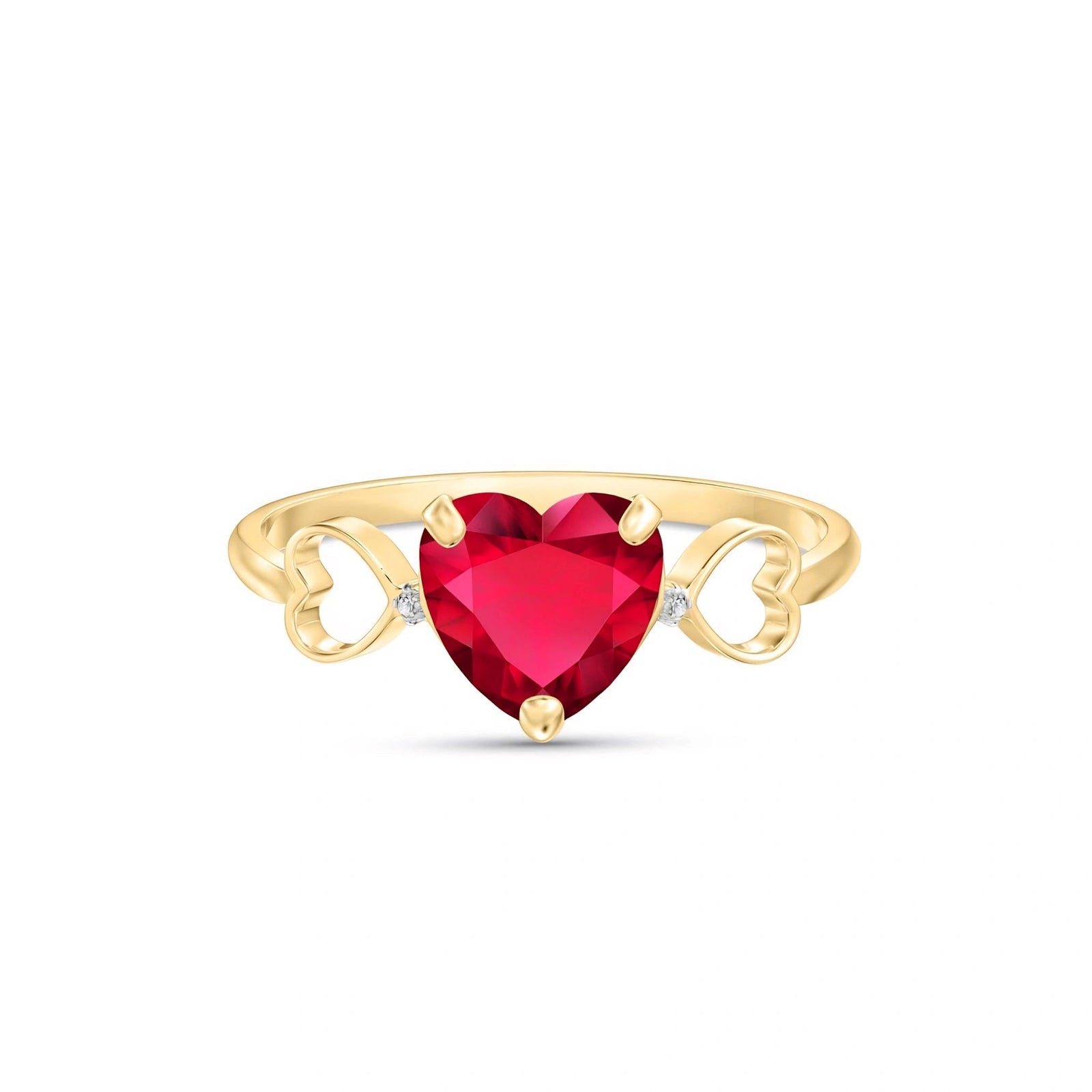 Yellow Gold Rose Ring Ruby 10K — Mirella
