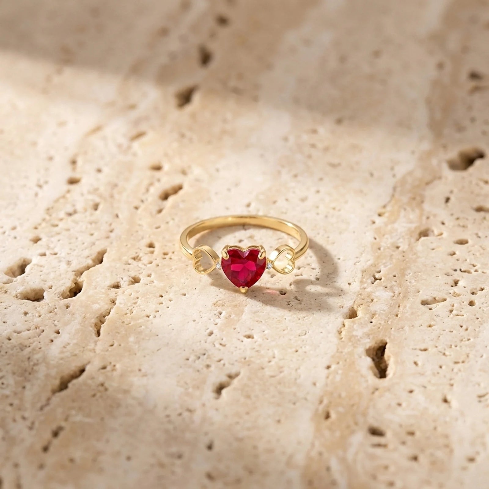 Yellow Gold Rose Ring Ruby 10K — Mirella