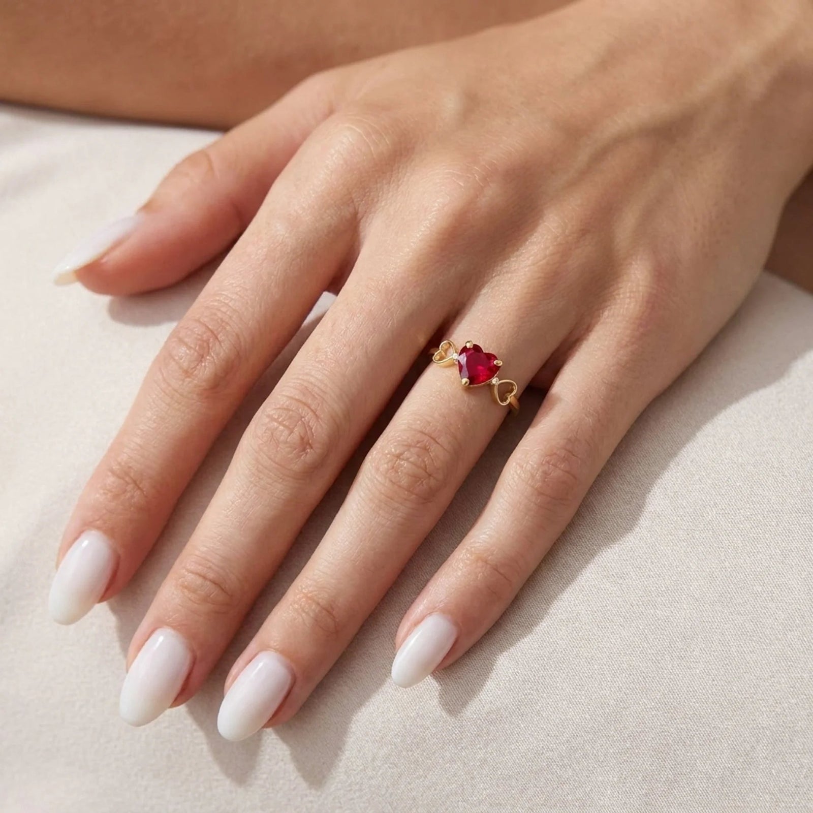 Yellow Gold Rose Ring Ruby 10K — Mirella