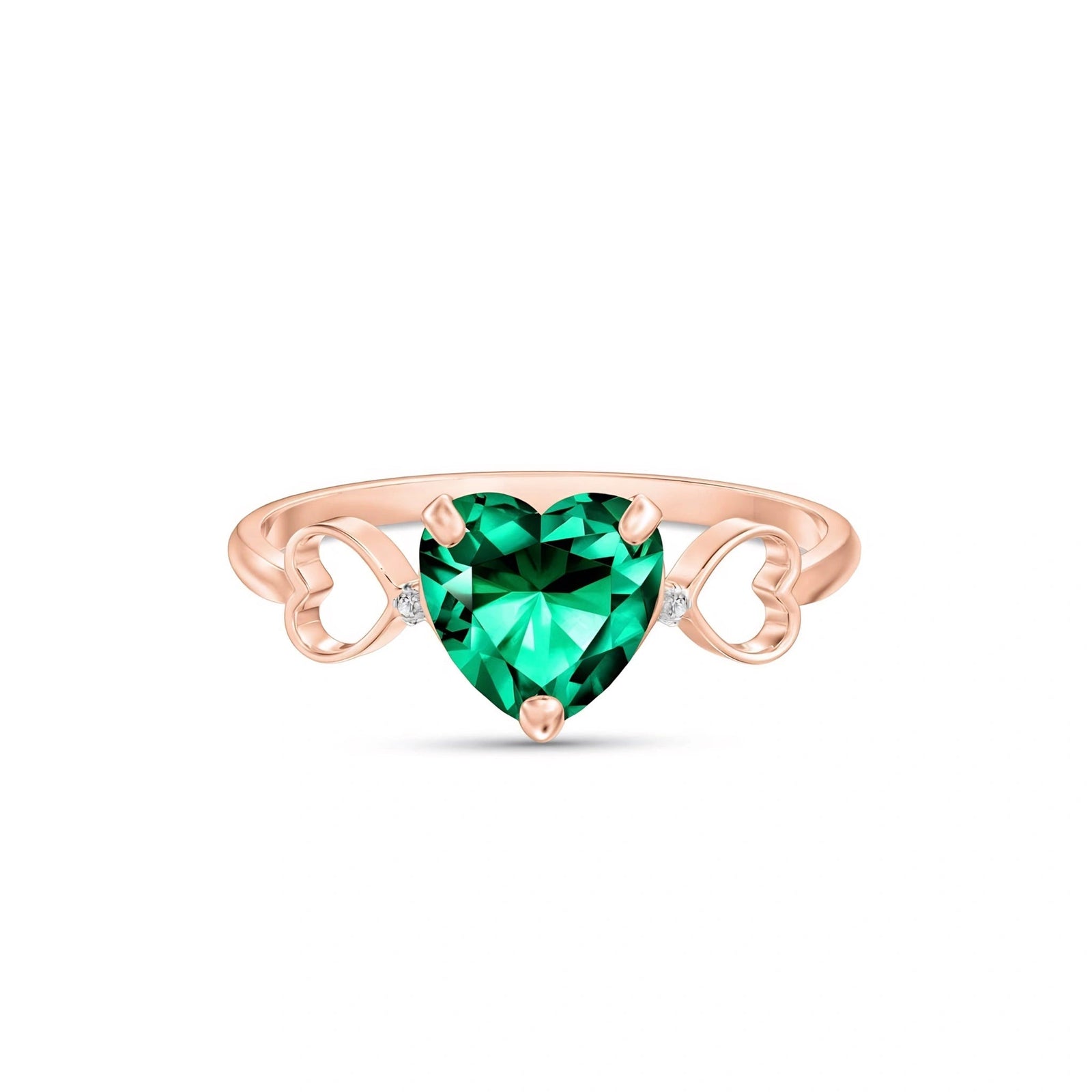 Rose Gold Rose Ring Emerald 10K — Mirella