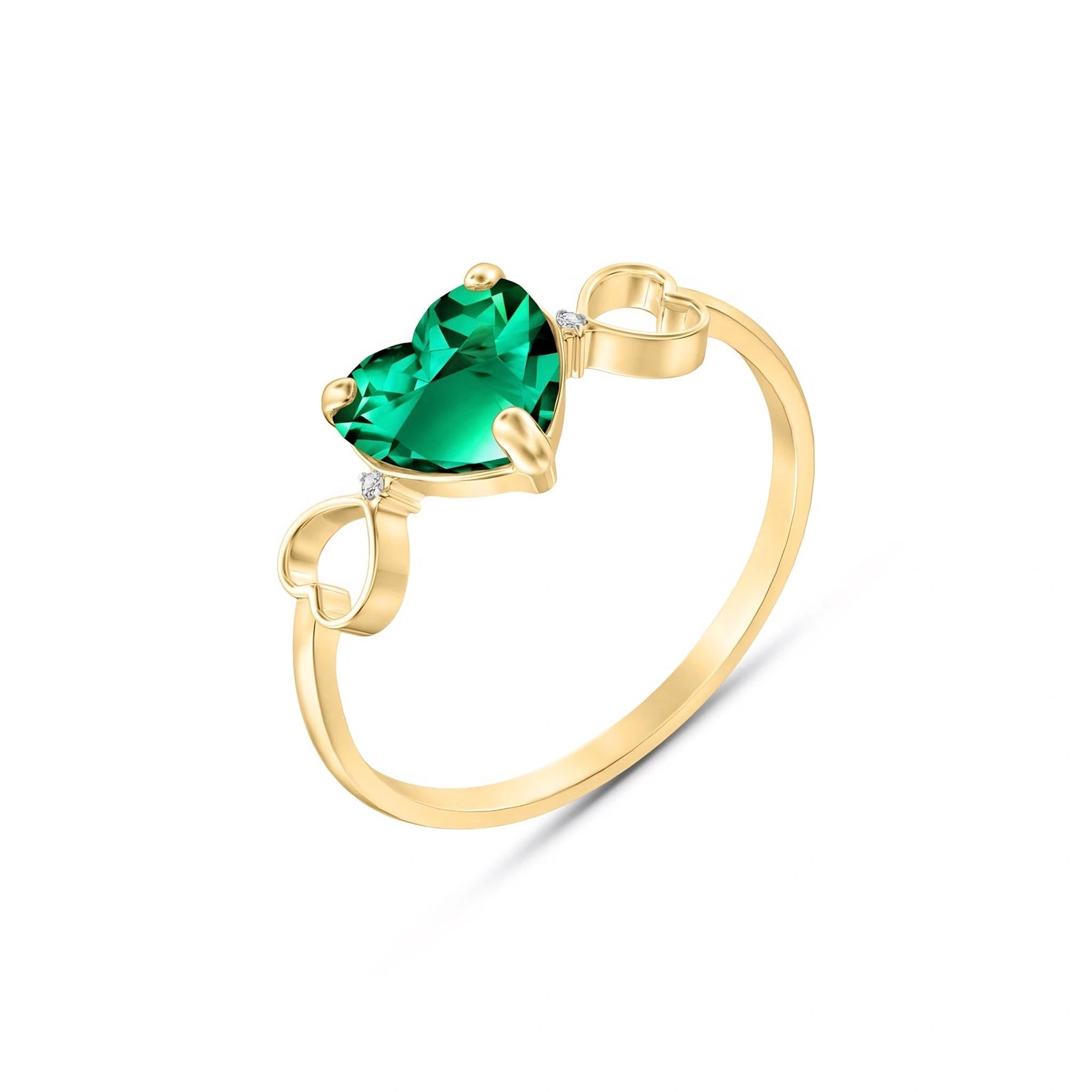 Yellow Gold Rose Ring Emerald 10K — Mirella