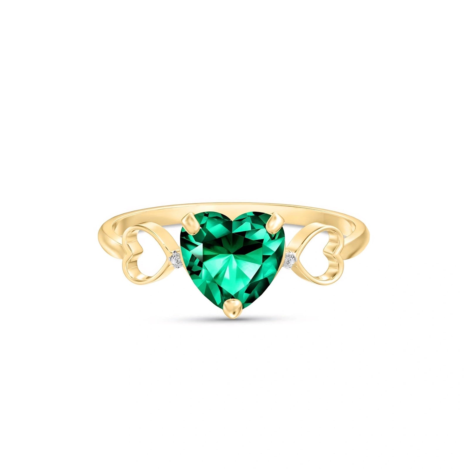 Yellow Gold Rose Ring Emerald 10K — Mirella