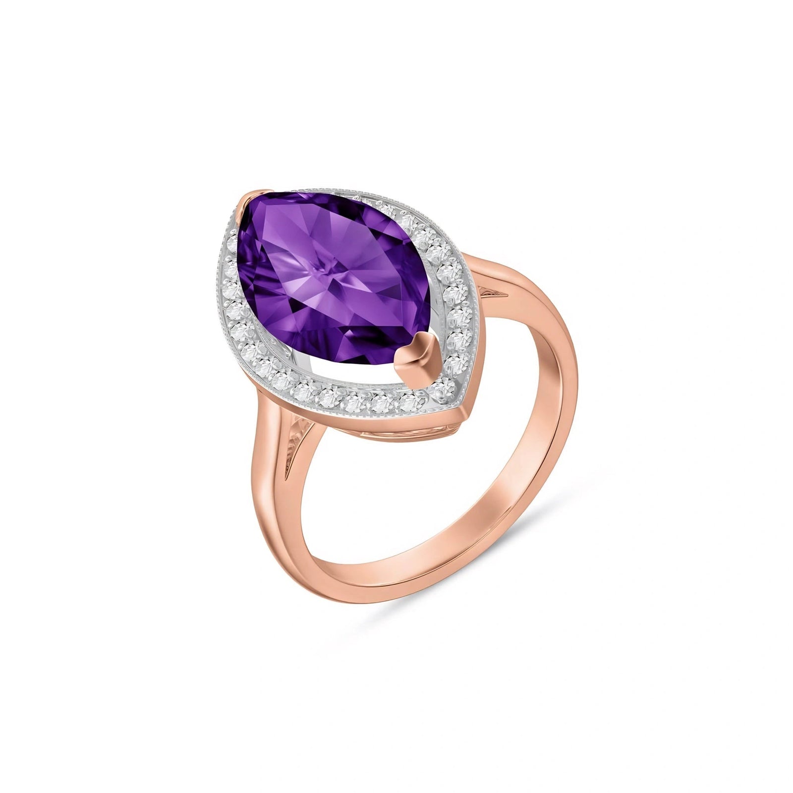 Rose Gold Ring Amethyst 10K — Eliana