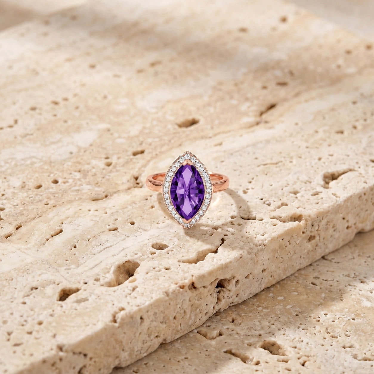 Rose Gold Ring Amethyst 10K — Eliana