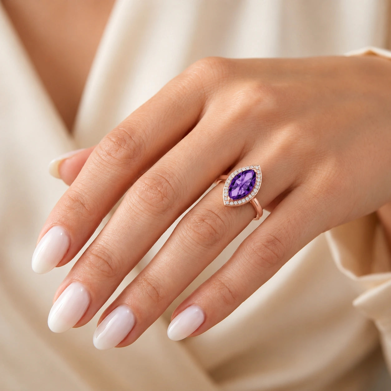Rose Gold Ring Amethyst 10K — Eliana