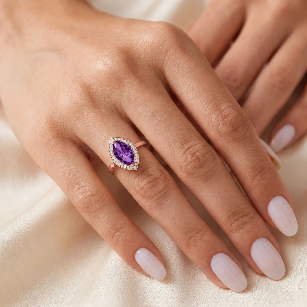 Rose Gold Ring Amethyst 10K — Eliana