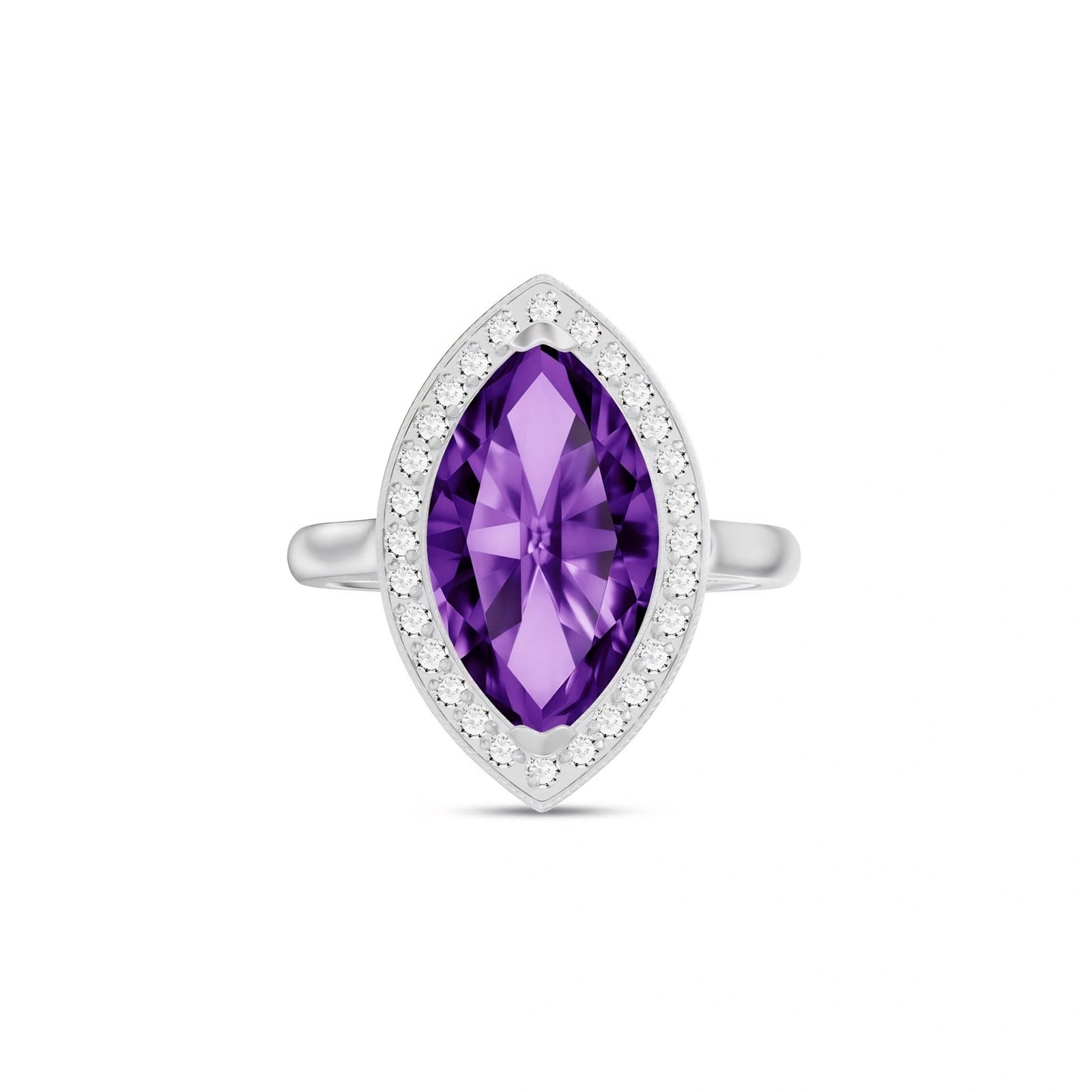 White Gold Ring Amethyst 10K — Eliana