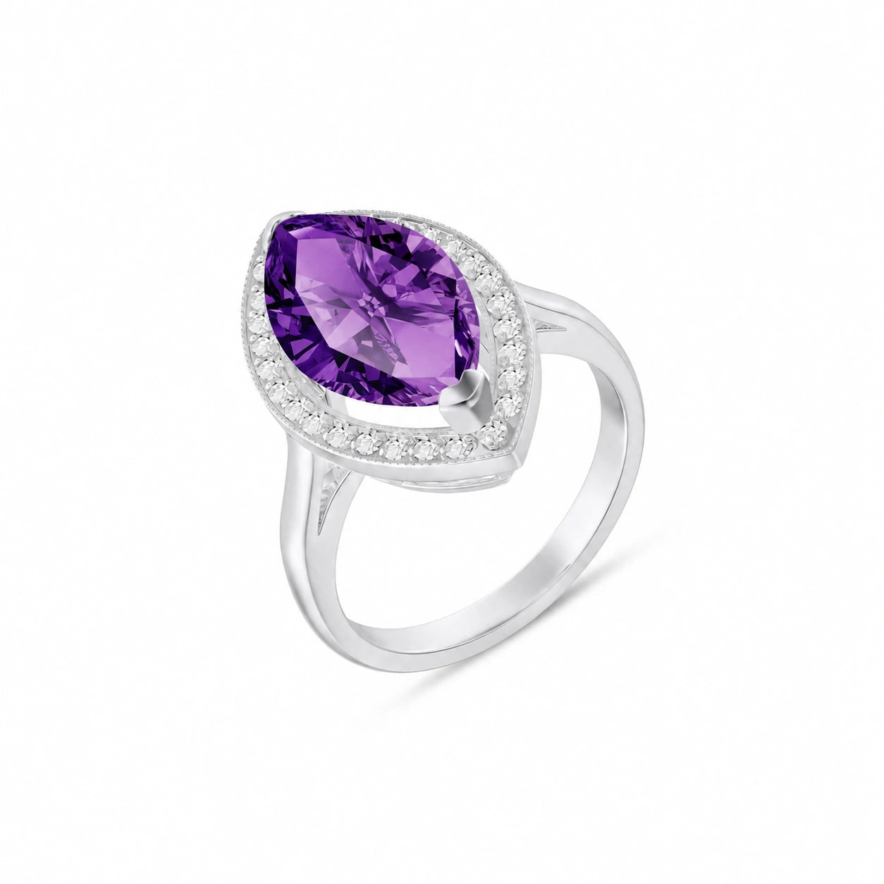 White Gold Ring Amethyst 10K — Eliana