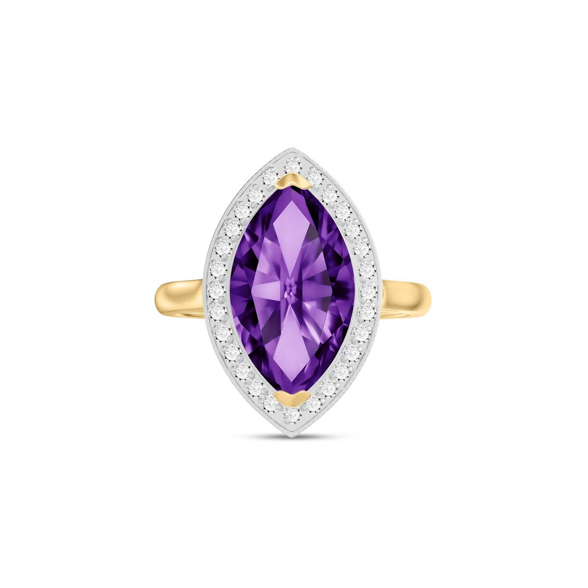 Yellow Gold Ring Amethyst 10K — Eliana