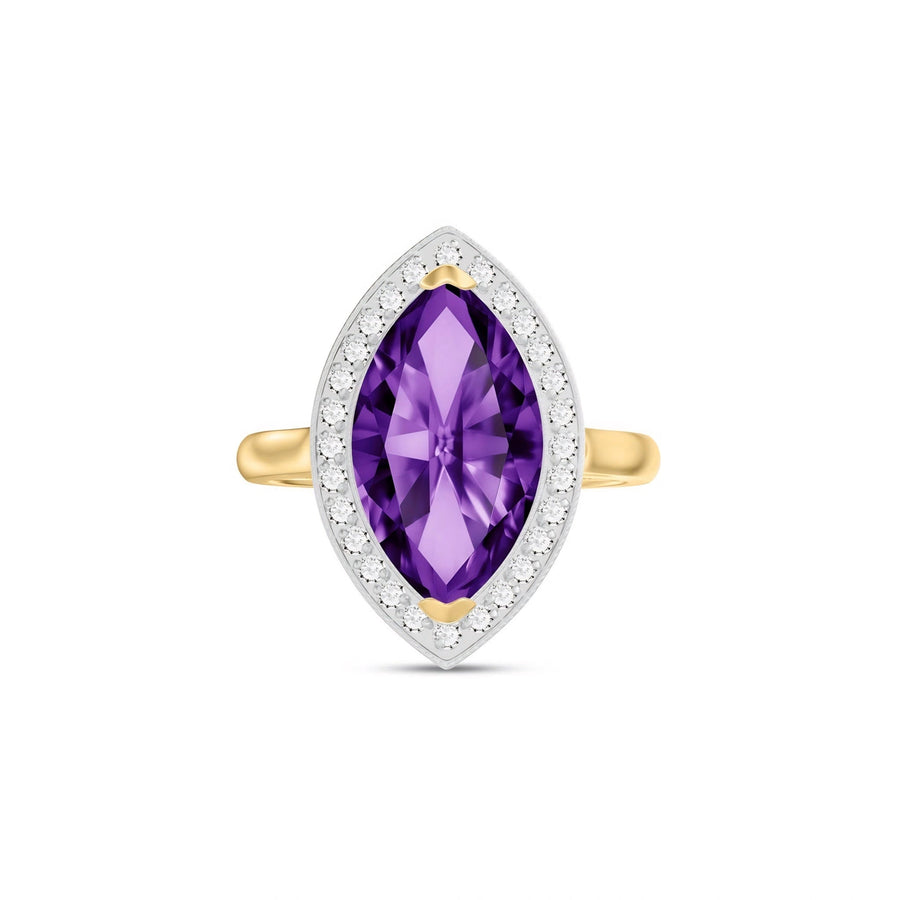 Yellow Gold Ring Amethyst 10K — Eliana