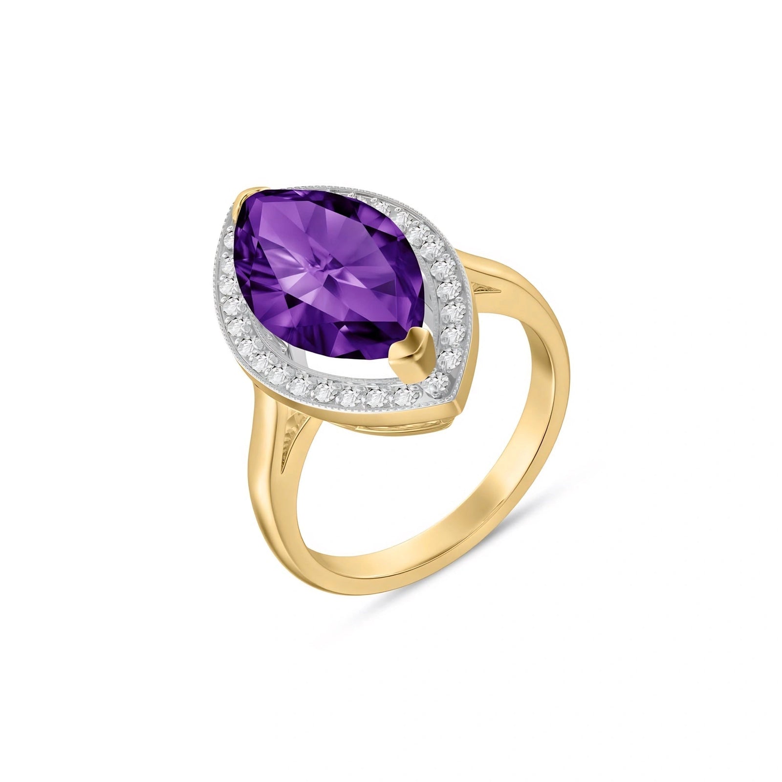 Yellow Gold Ring Amethyst 10K — Eliana