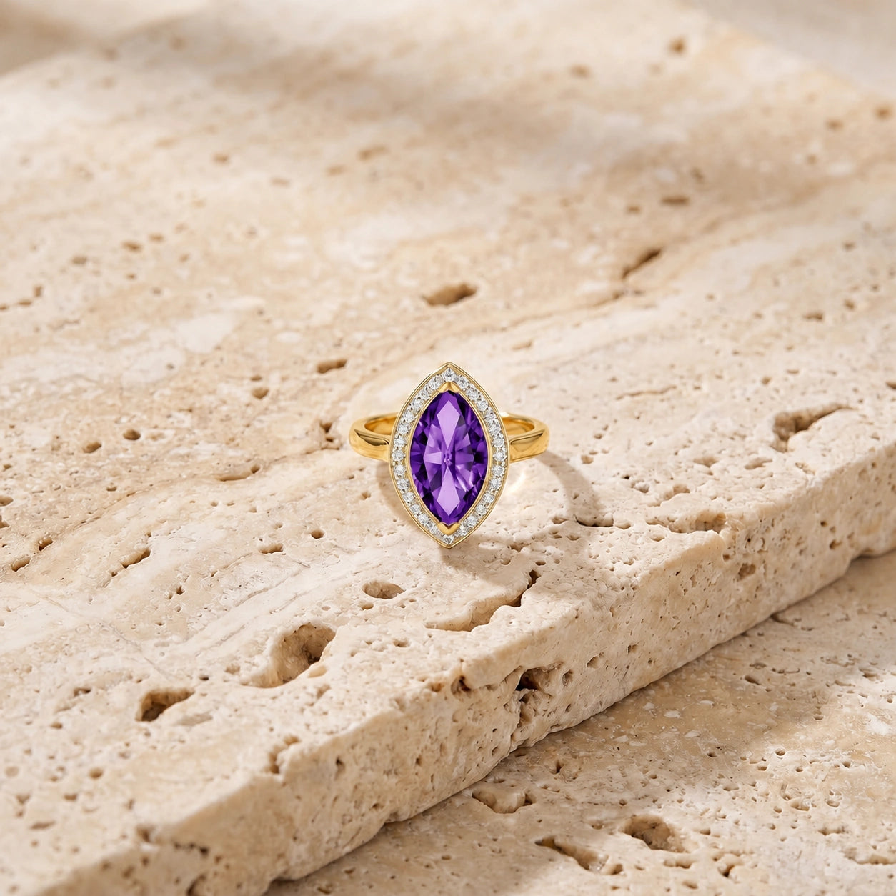 Yellow Gold Ring Amethyst 10K — Eliana