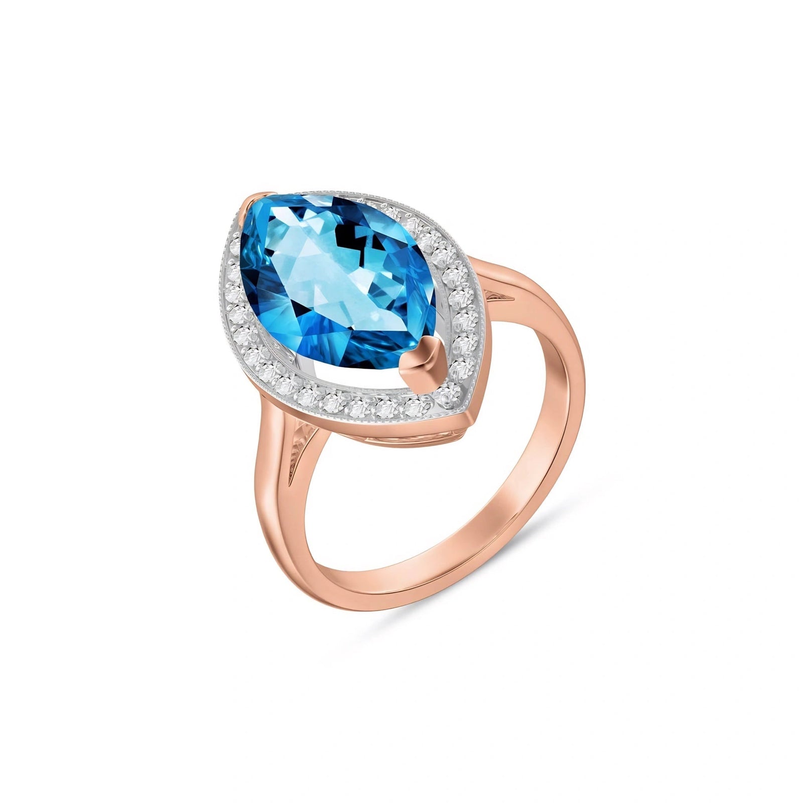 Rose Gold Ring Blue Topaz 10K — Eliana
