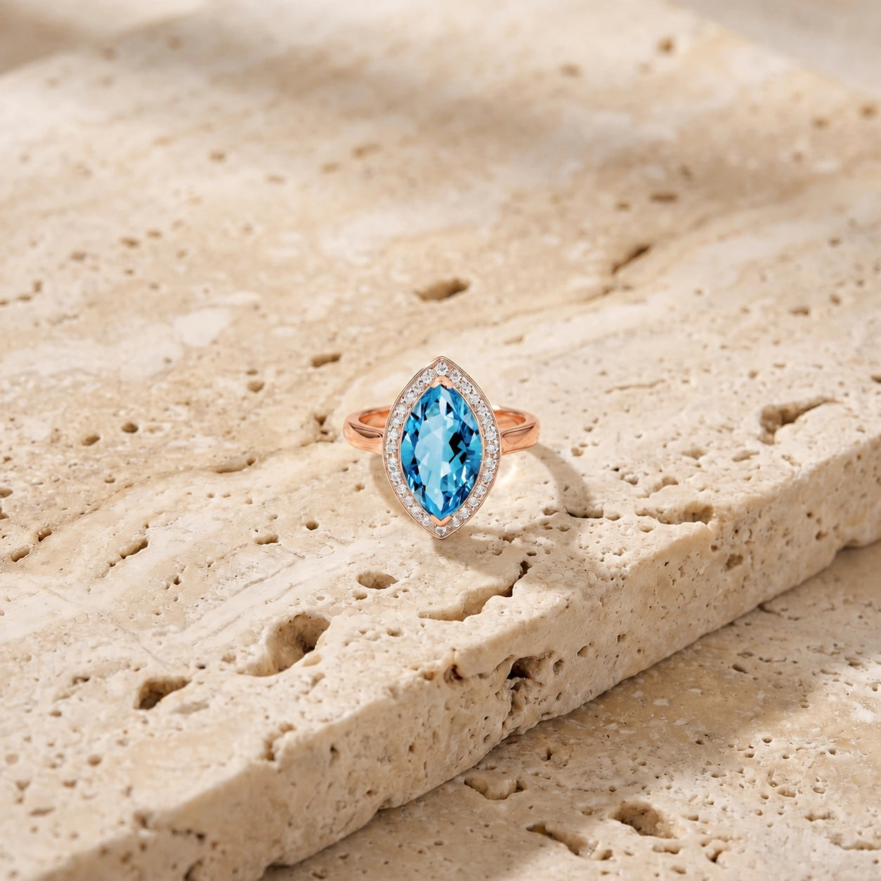 Rose Gold Ring Blue Topaz 10K — Eliana