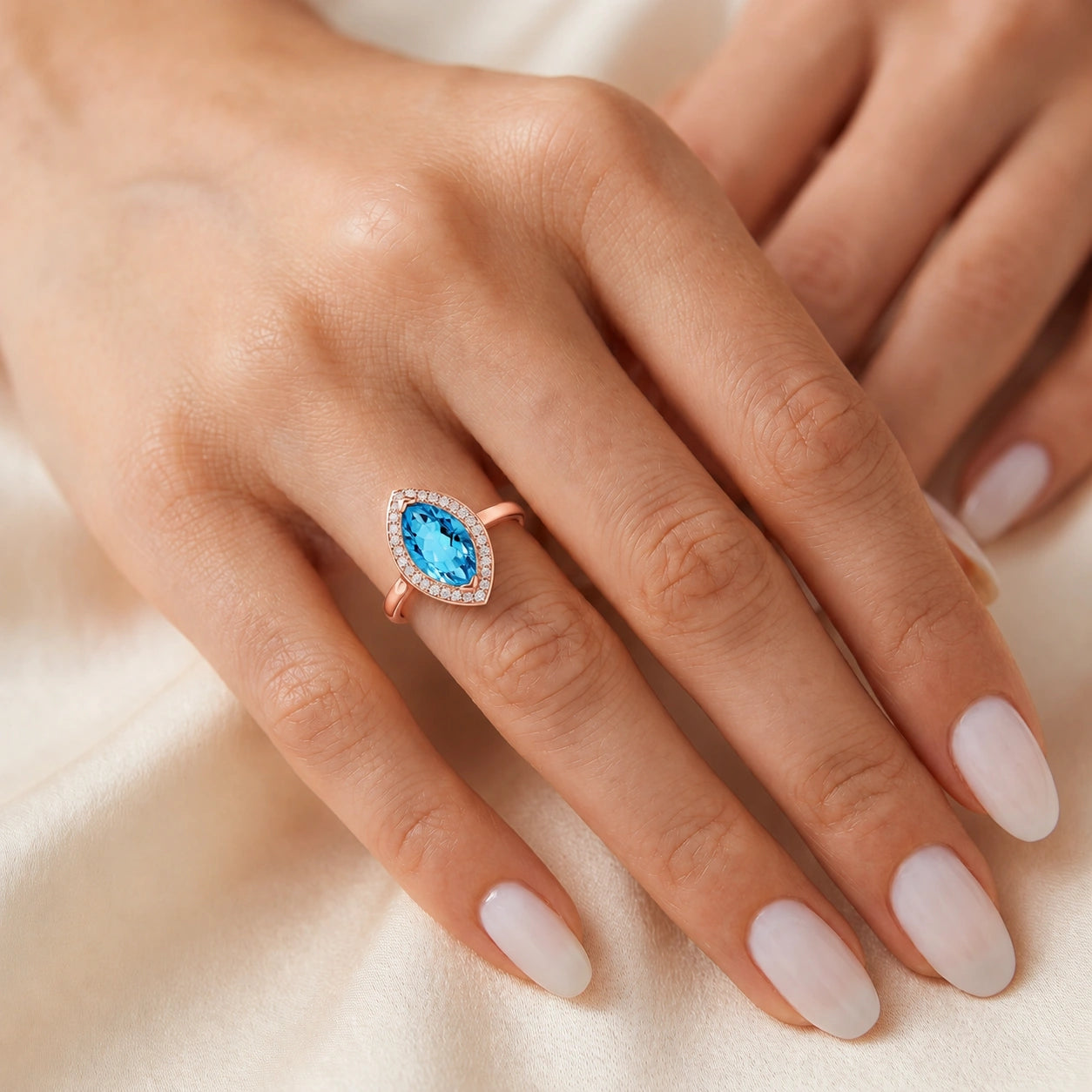 Rose Gold Ring Blue Topaz 10K — Eliana
