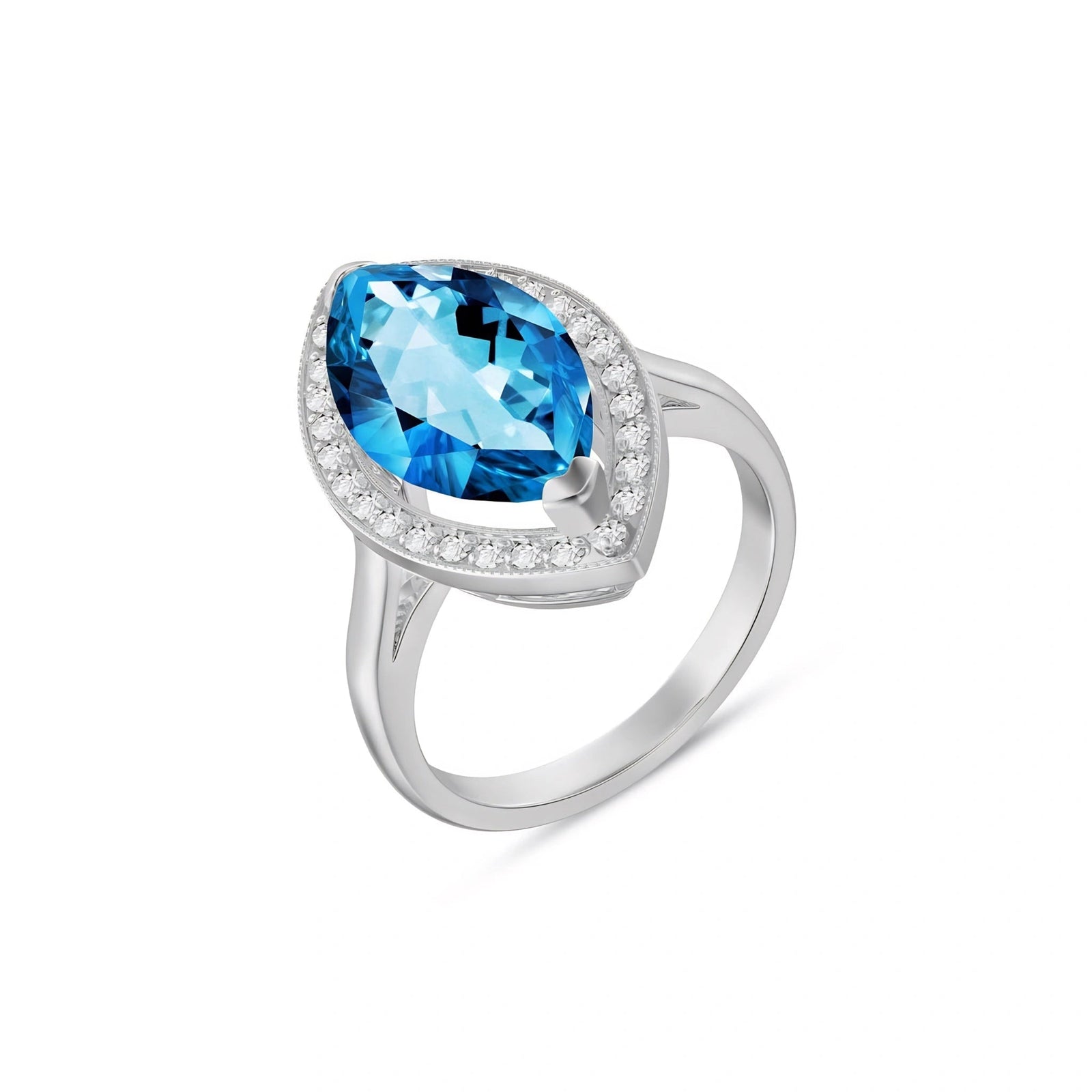 White Gold Ring Blue Topaz 10K — Eliana