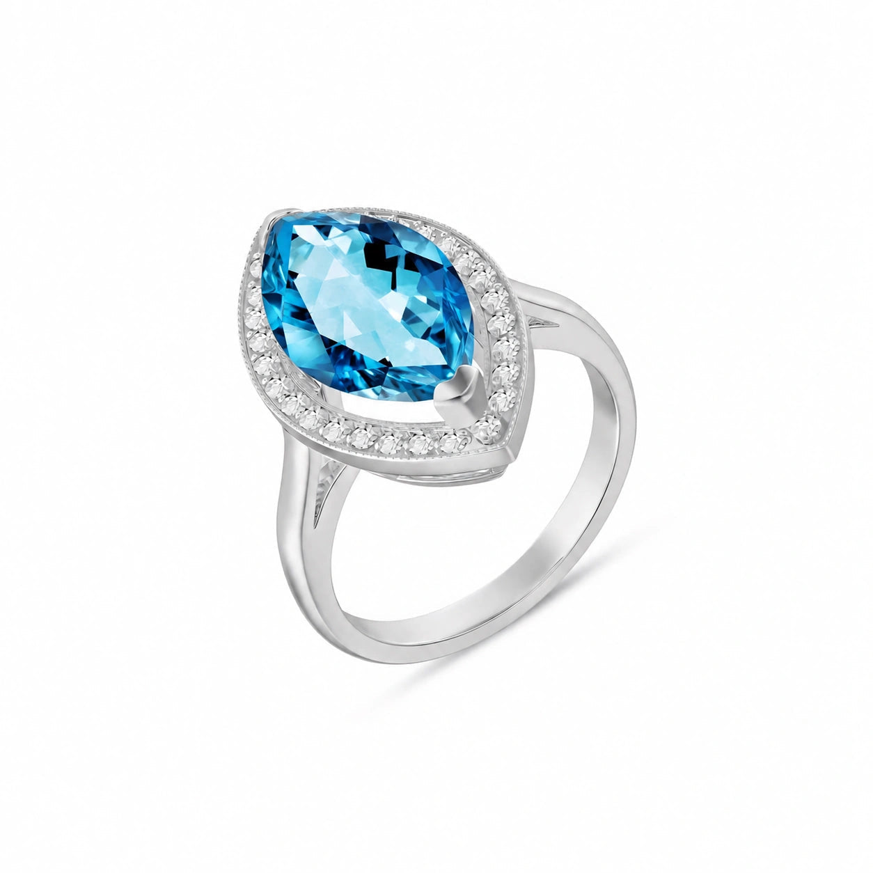 White Gold Ring Blue Topaz 10K — Eliana