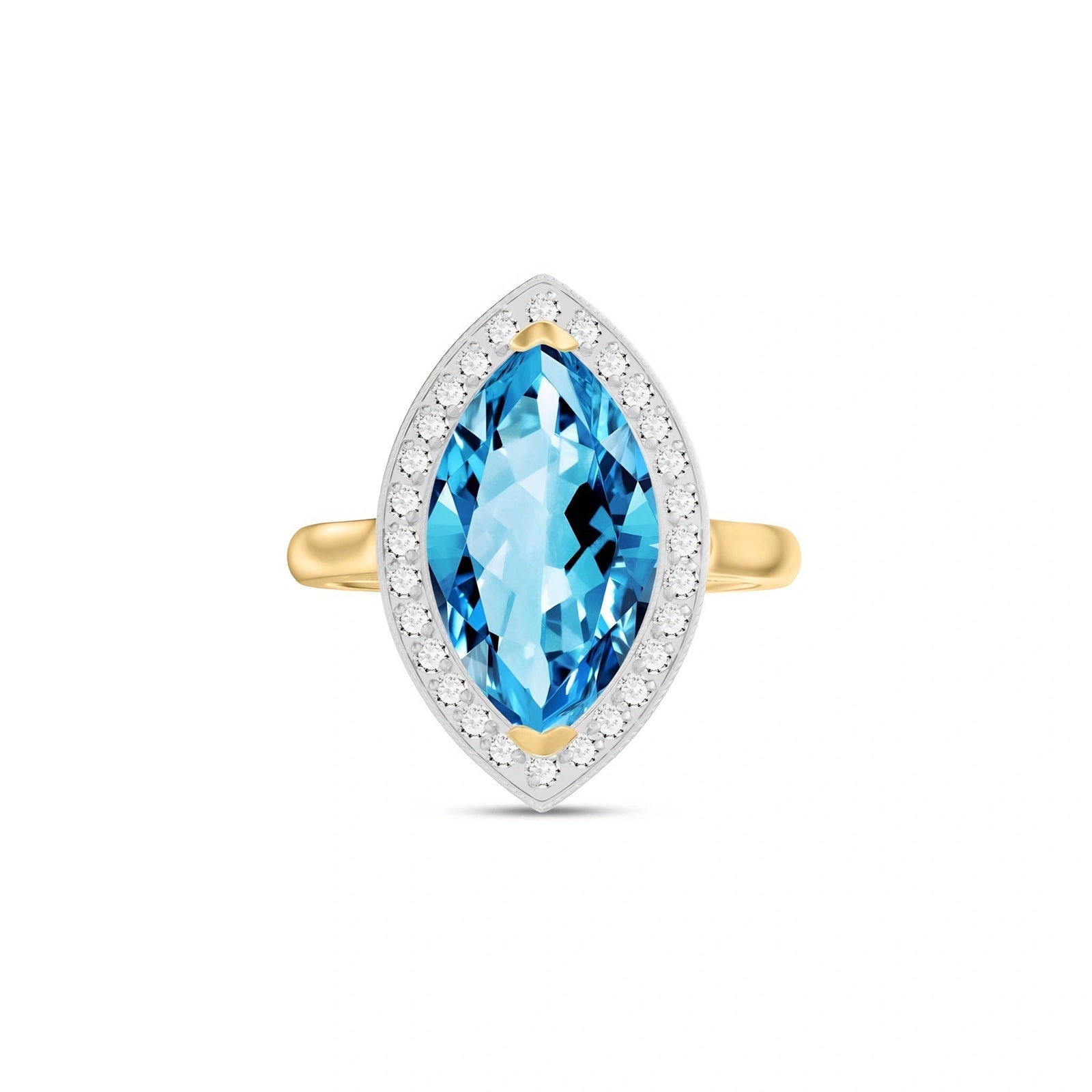 Yellow Gold Ring Blue Topaz 10K — Eliana