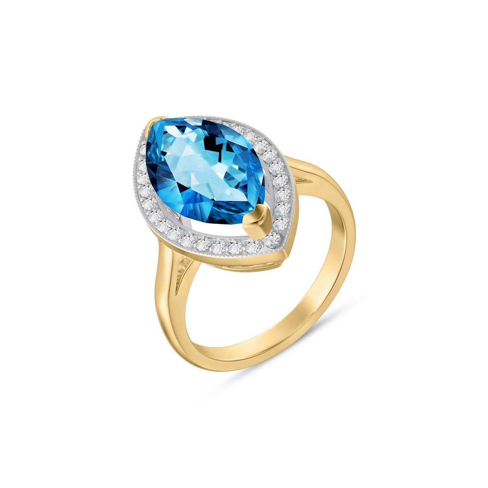 Yellow Gold Ring Blue Topaz 10K — Eliana