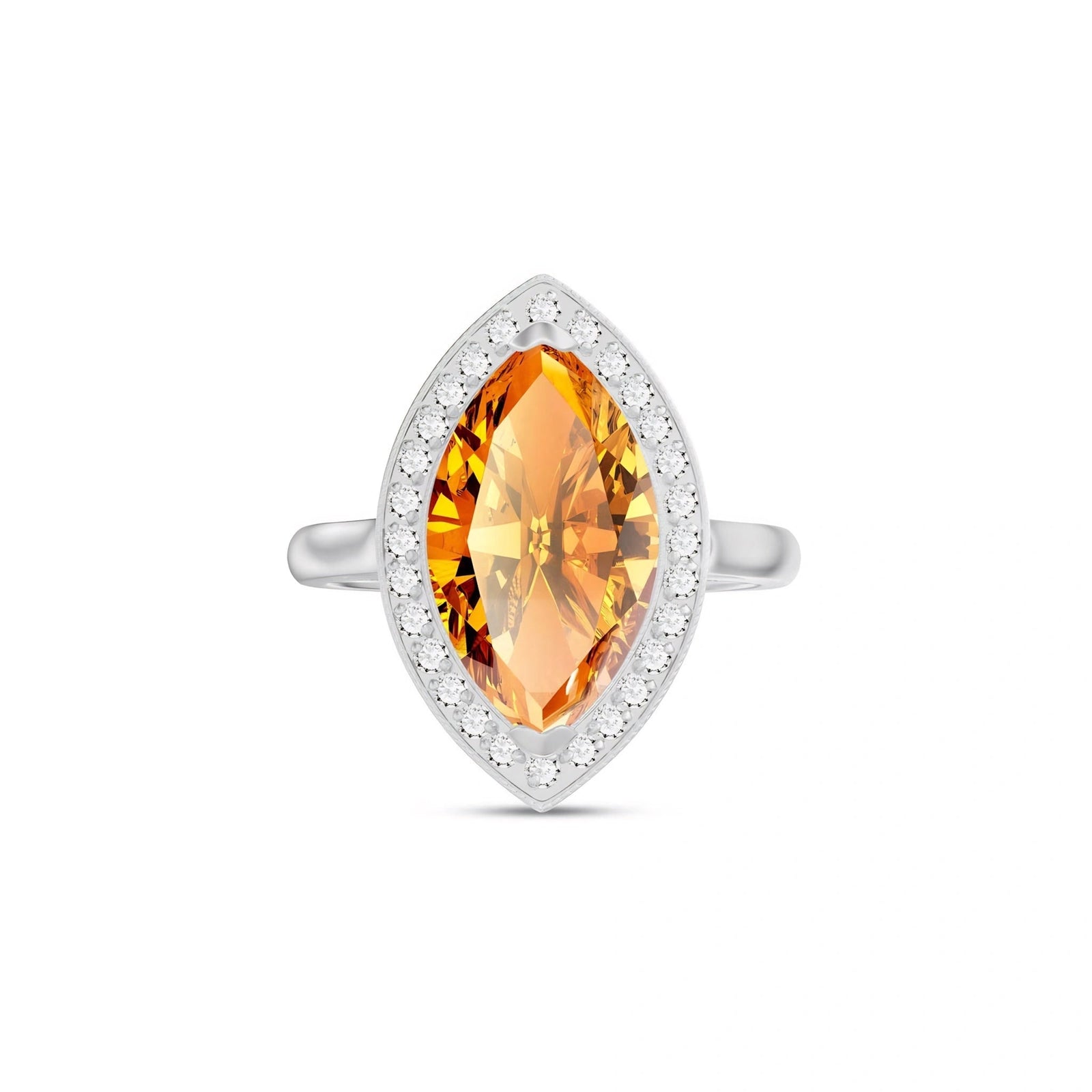 White Gold Ring Citrine 10K — Eliana