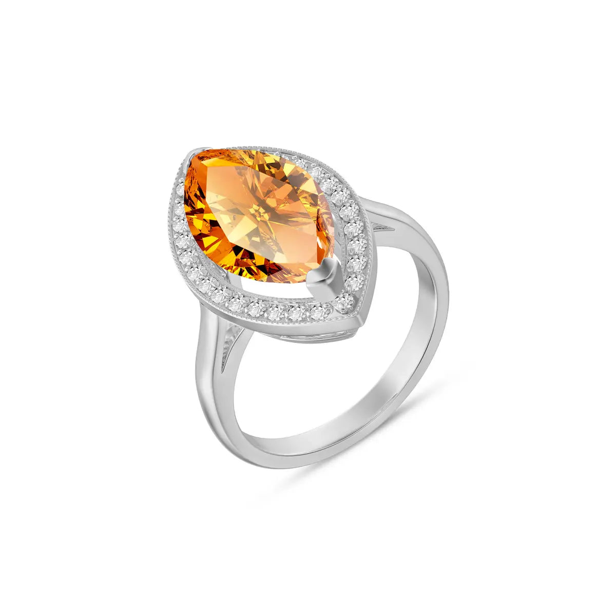 White Gold Ring Citrine 10K — Eliana