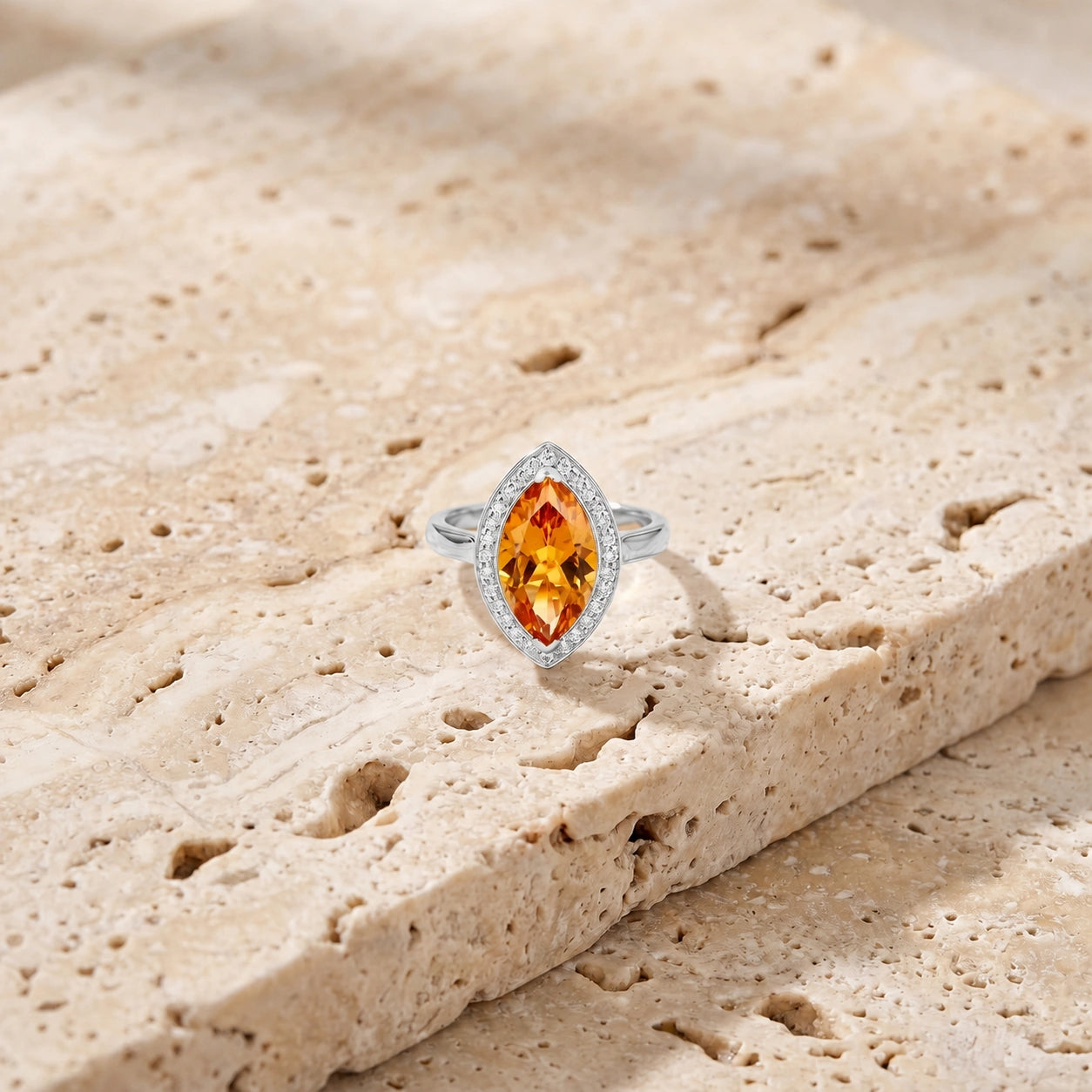White Gold Ring Citrine 10K — Eliana