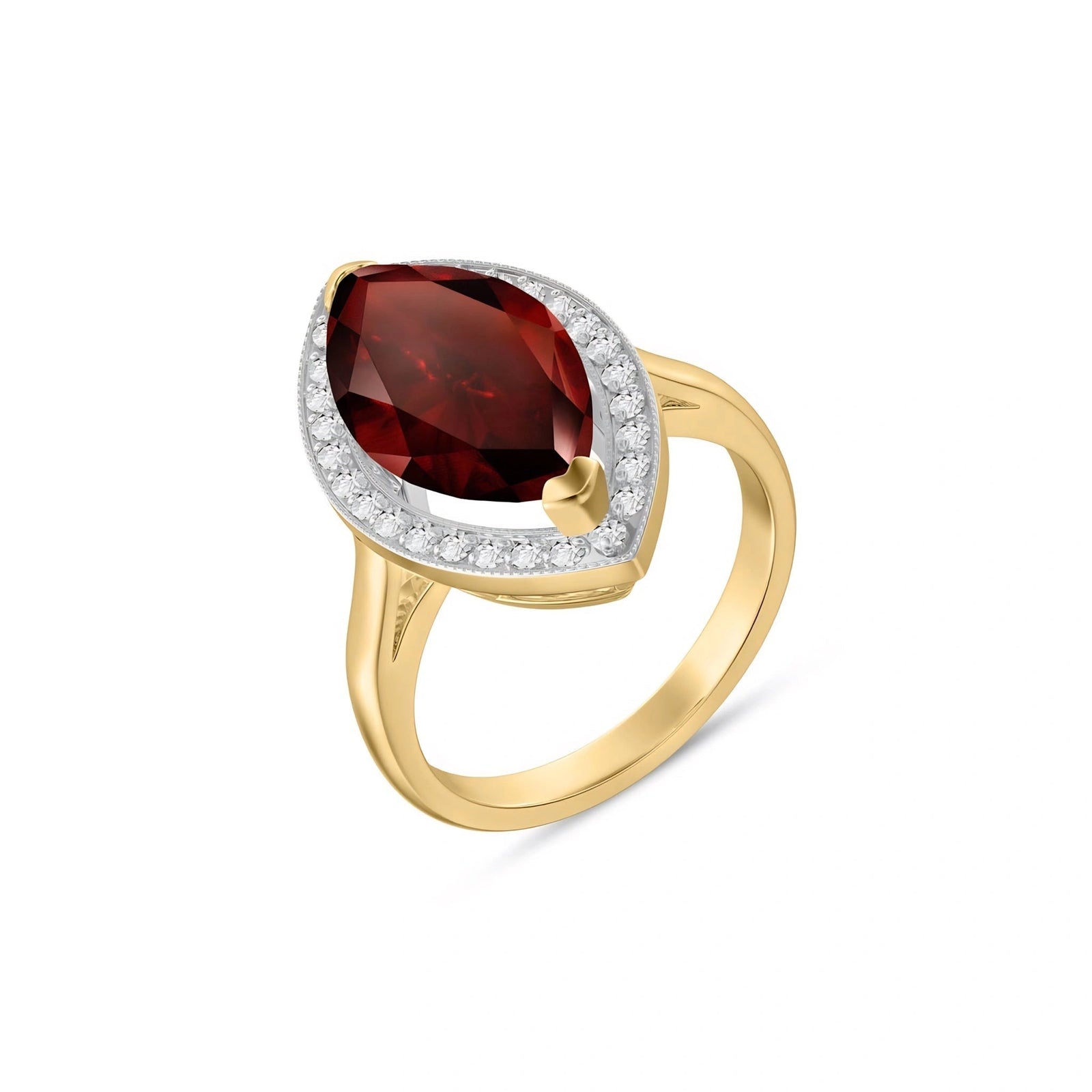 Yellow Gold Ring Garnet 10K — Eliana