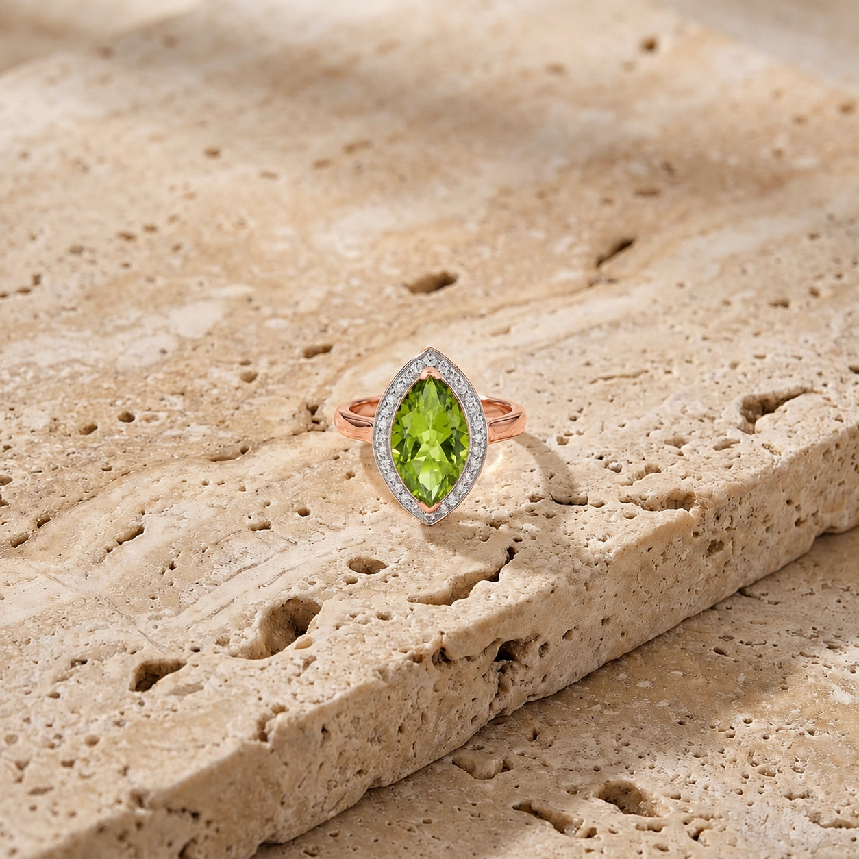Rose Gold Ring Peridot 10K — Eliana