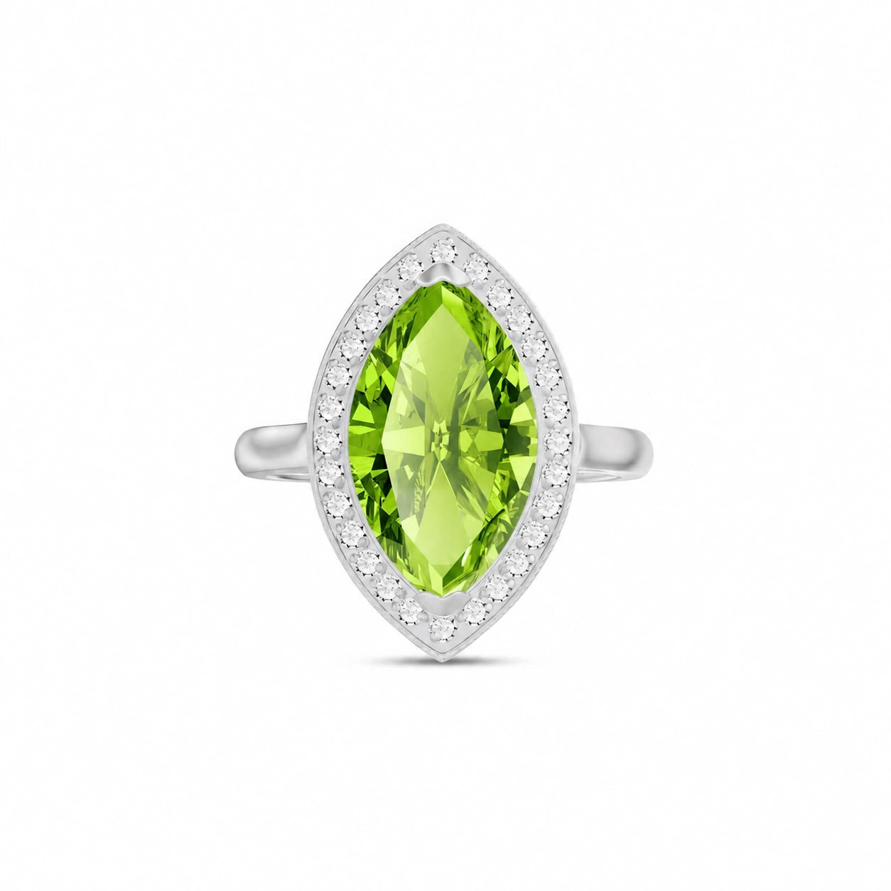 White Gold Ring Peridot 10K — Eliana