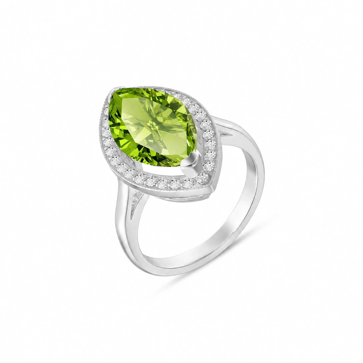 White Gold Ring Peridot 10K — Eliana