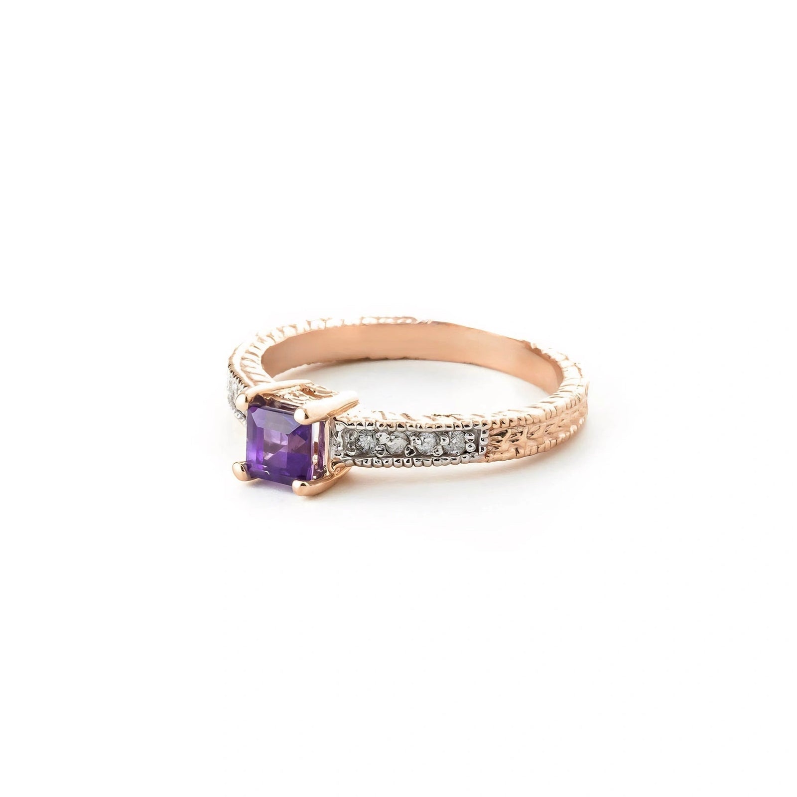 Rose Gold Ring Amethyst 10K — Ginevra