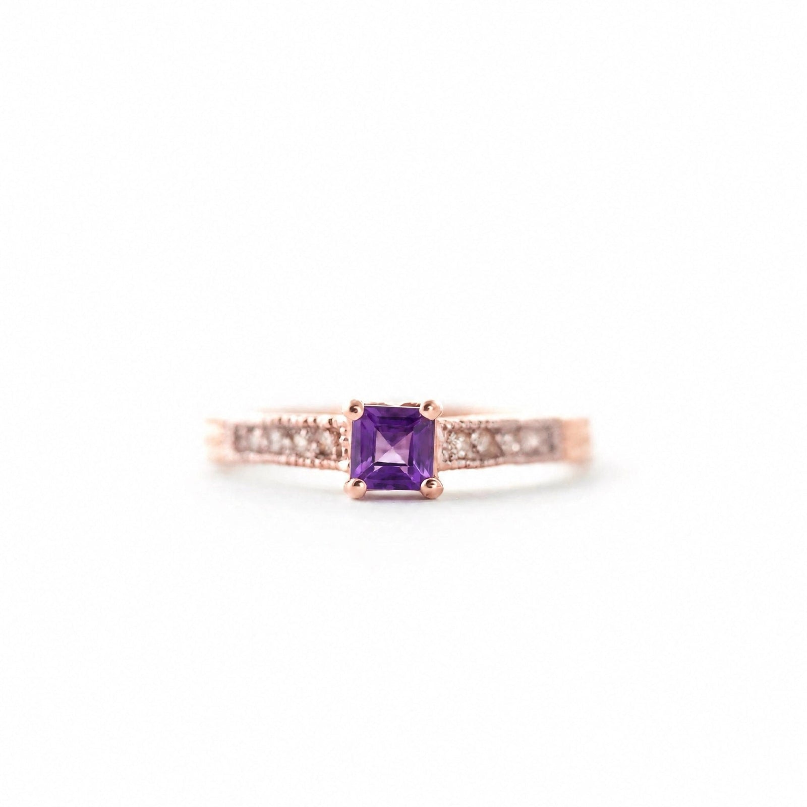 Rose Gold Ring Amethyst 10K — Ginevra