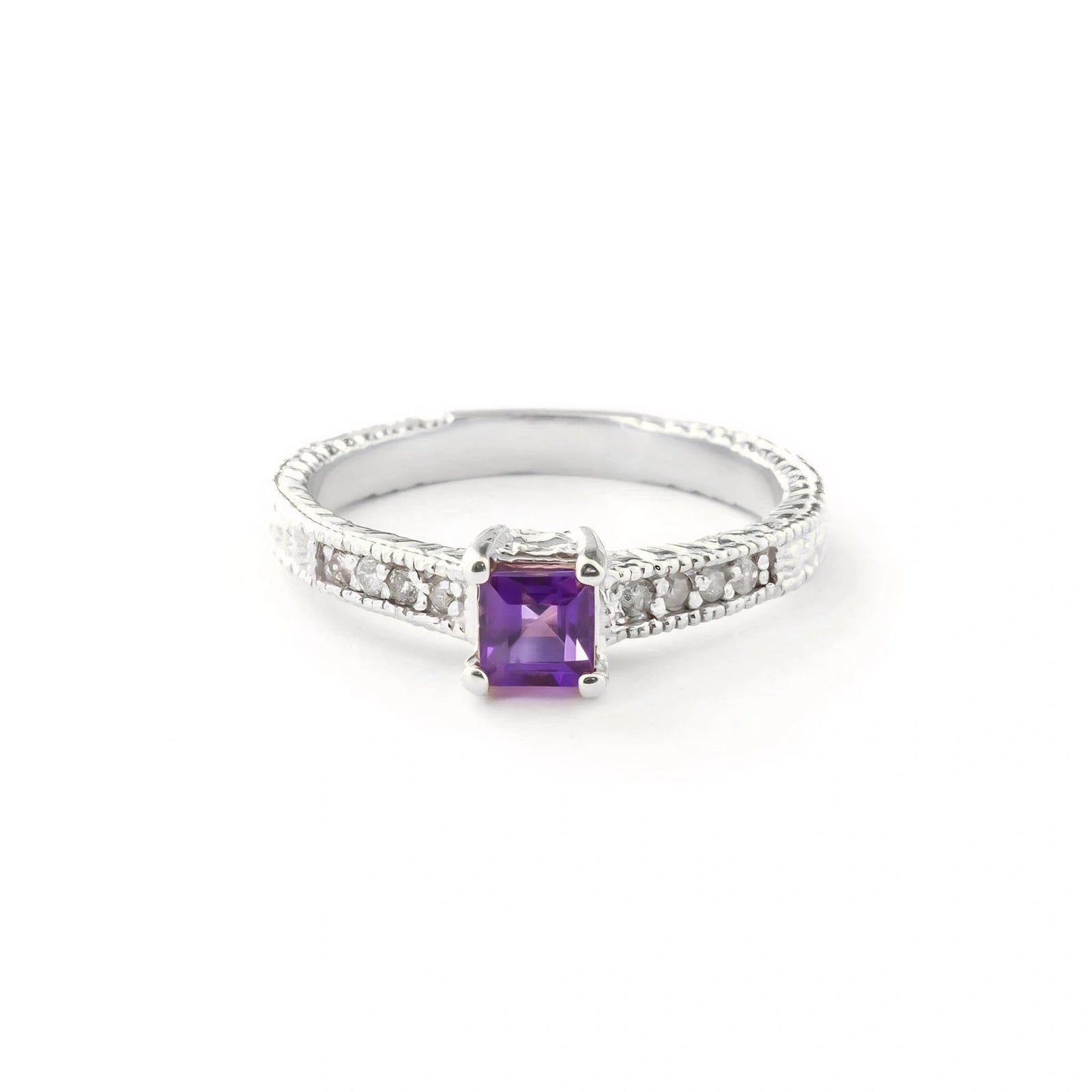 White Gold Ring Amethyst 10K — Ginevra