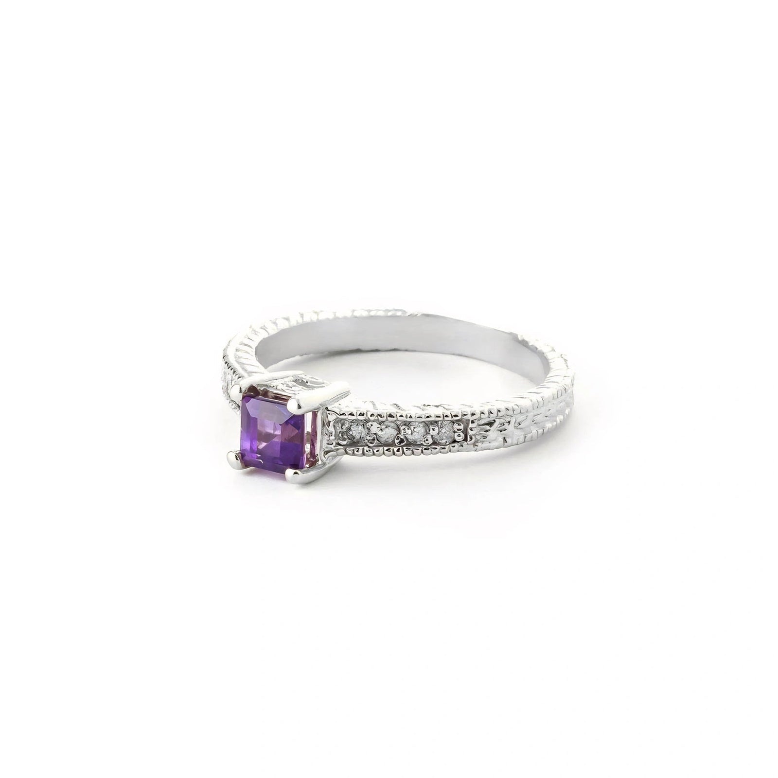 White Gold Ring Amethyst 10K — Ginevra