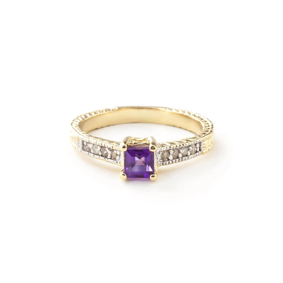 Yellow Gold Ring Amethyst 10K — Ginevra