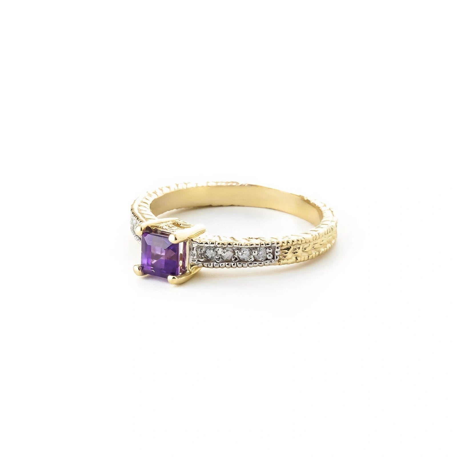 Yellow Gold Ring Amethyst 10K — Ginevra