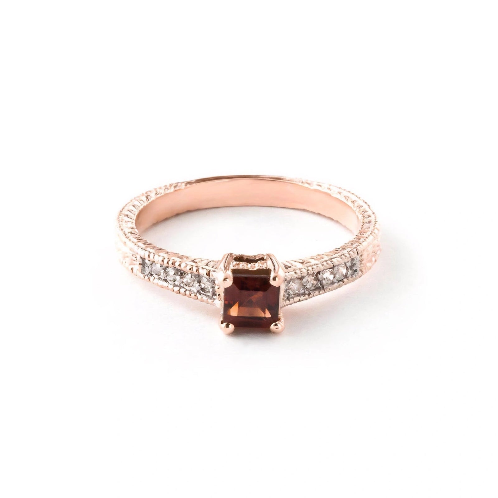 Rose Gold Ring Garnet 10K — Ginevra