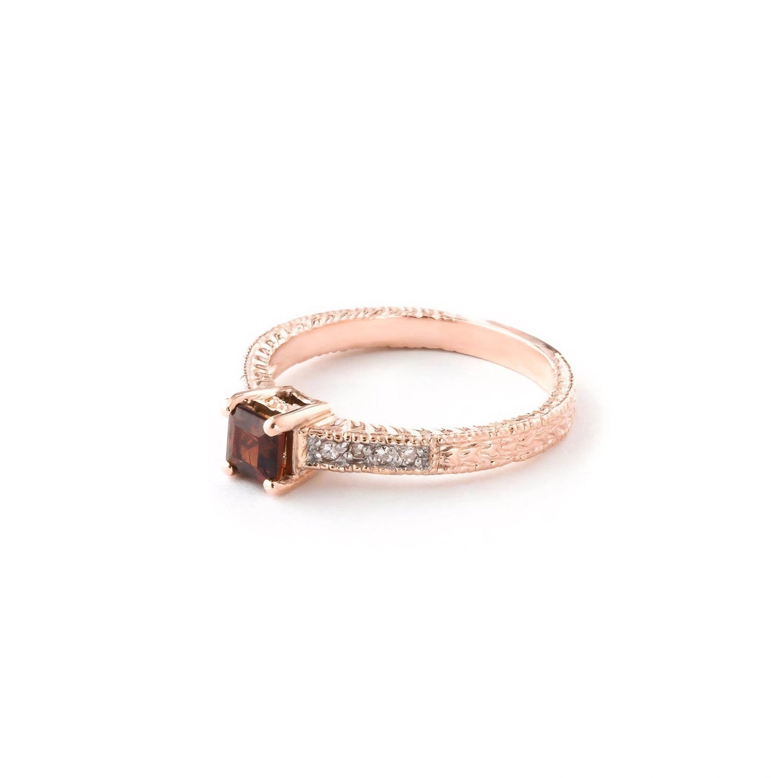 Rose Gold Ring Garnet 10K — Ginevra