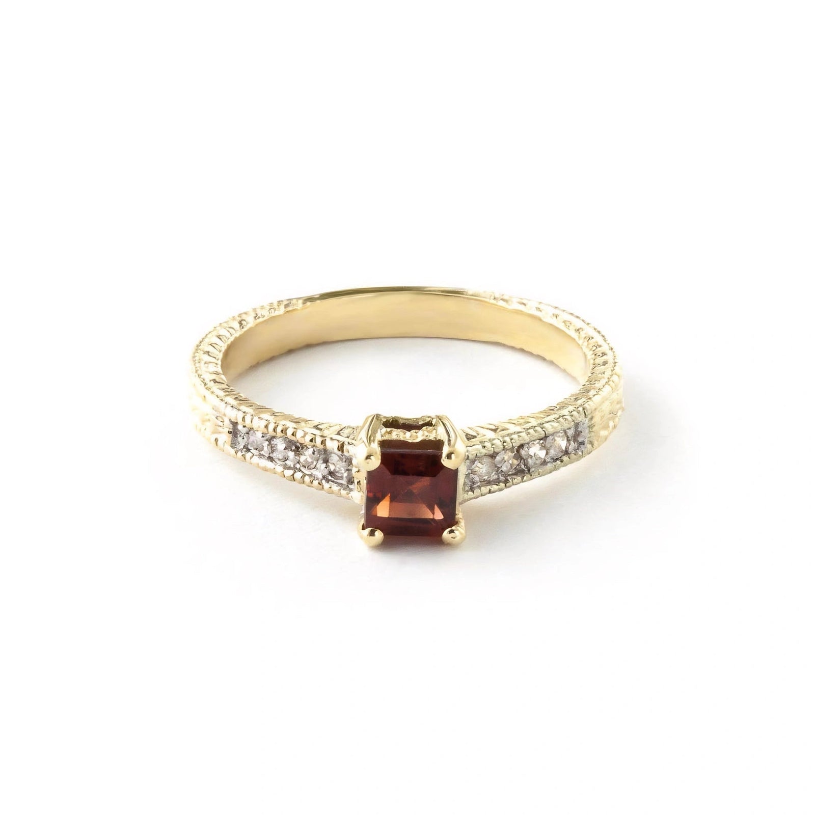 Yellow Gold Ring Garnet 10K — Ginevra