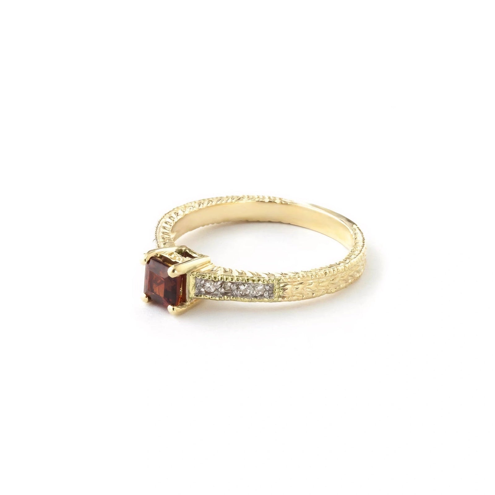Yellow Gold Ring Garnet 10K — Ginevra